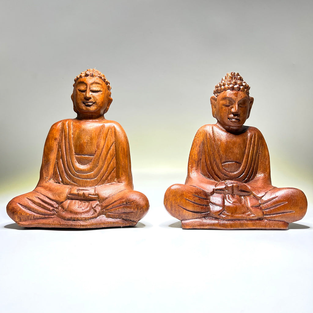 Wooden Serene Sitting Buddha