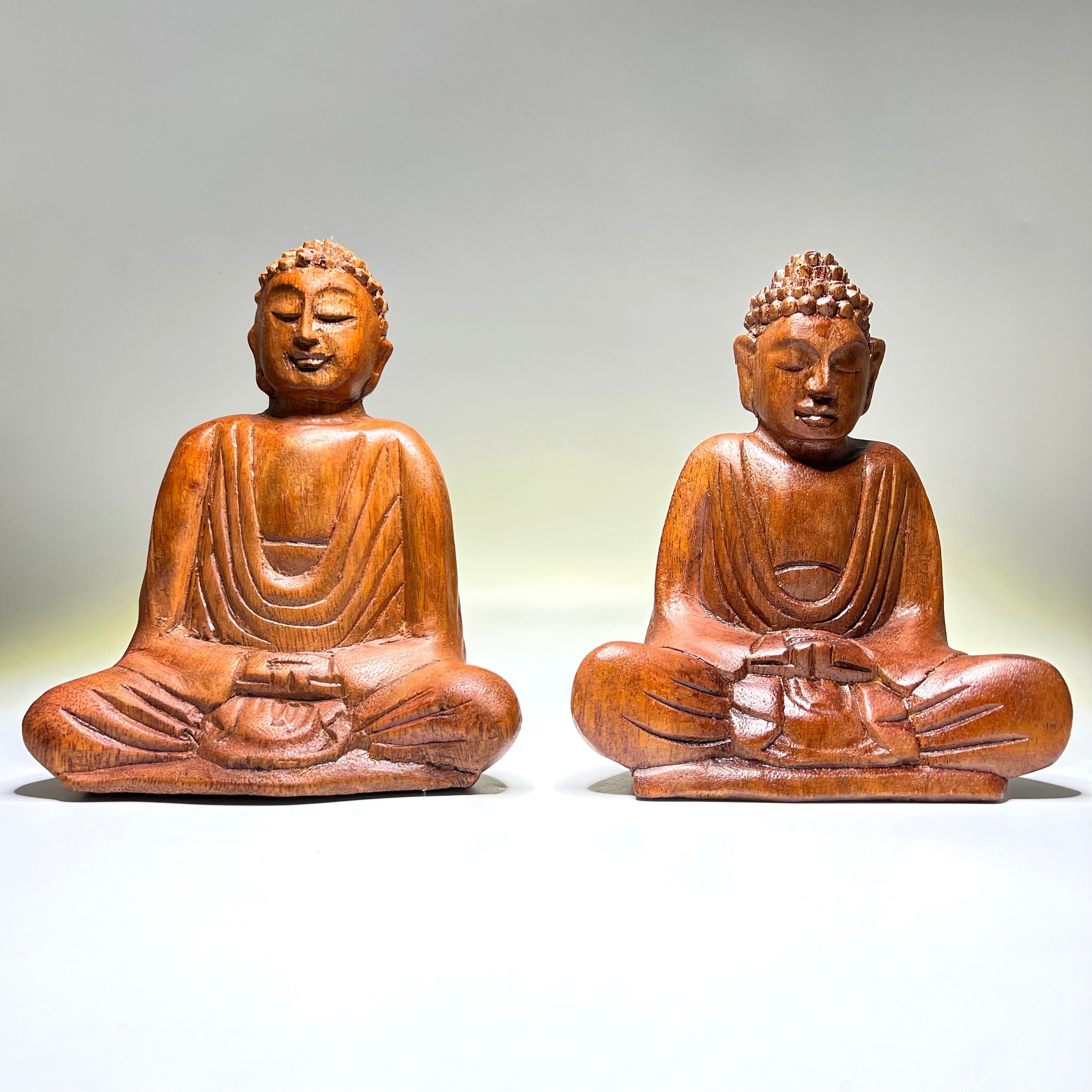 Wooden Serene Sitting Buddha