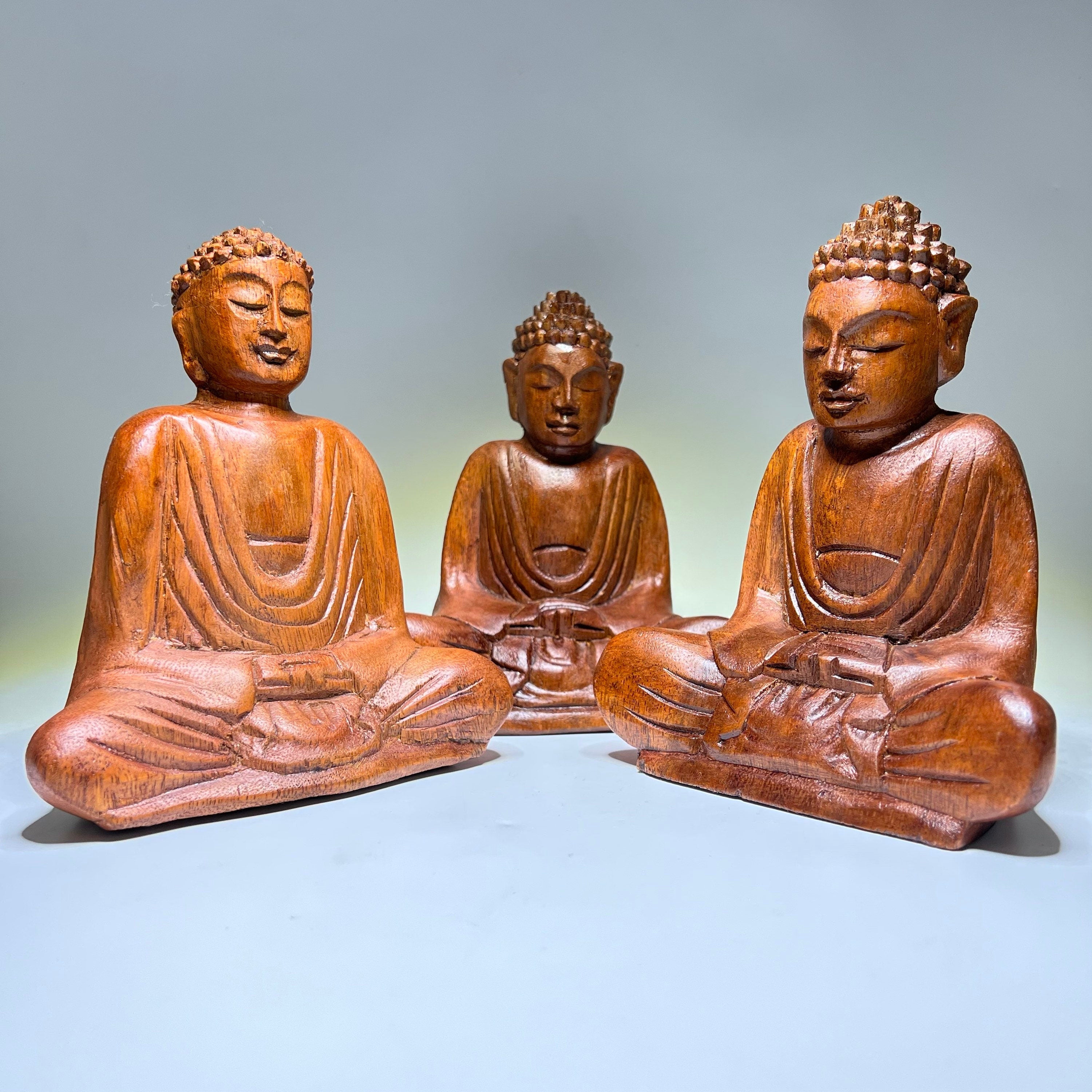 Wooden Serene Sitting Buddha
