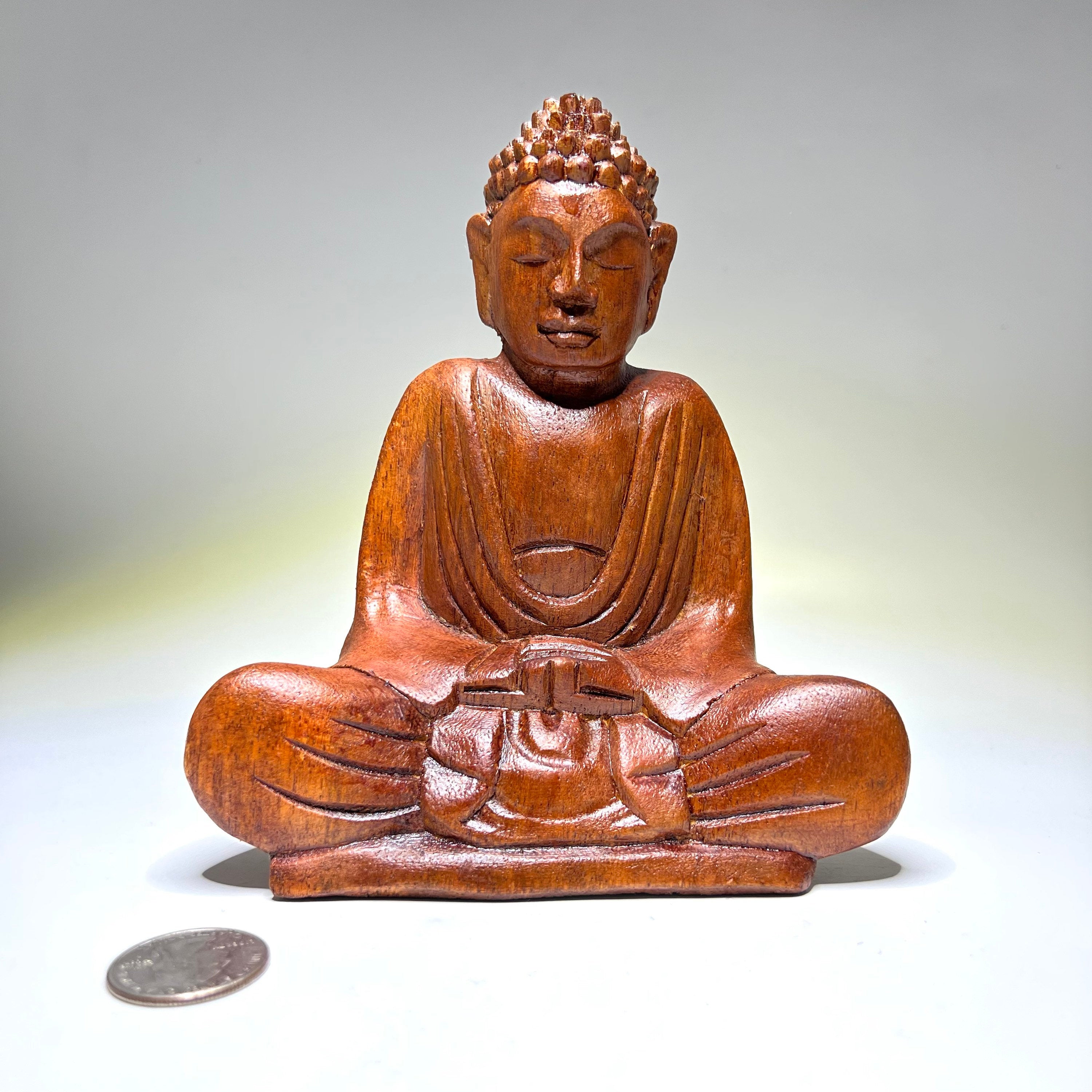 Wooden Serene Sitting Buddha