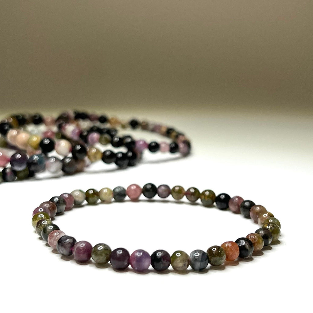Watermelon Tourmaline Crystal Bracelet: Handmade Gemstone Beaded Bracelet