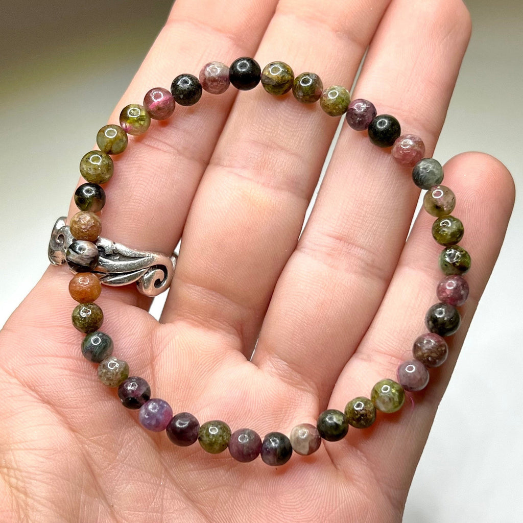 Watermelon Tourmaline Crystal Bracelet: Handmade Gemstone Beaded Bracelet
