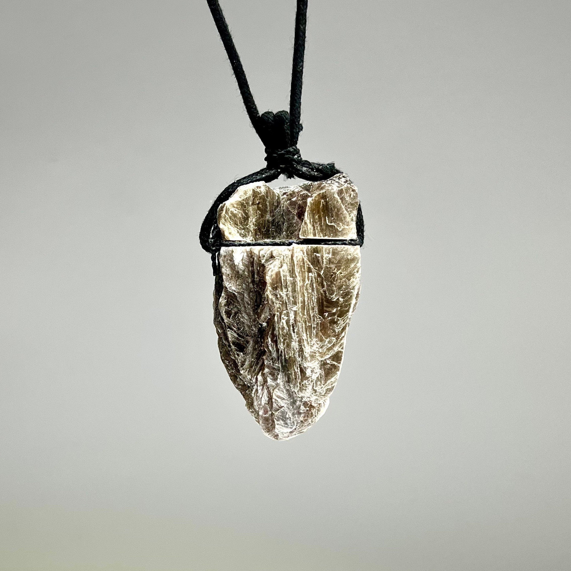Golden Mica Crystal Cluster Necklace: Muscovite on Black Cord