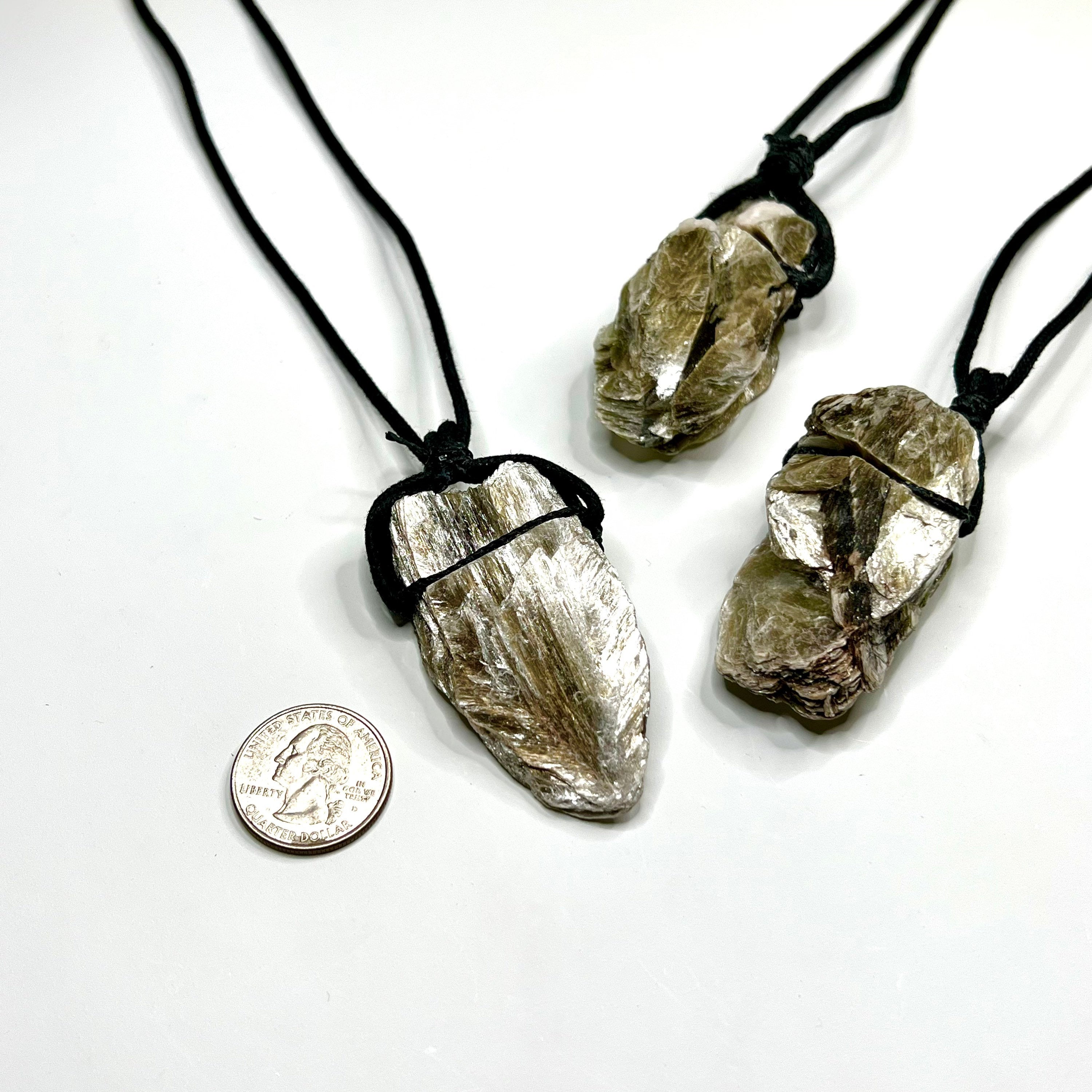 Golden Mica Crystal Cluster Necklace: Muscovite on Black Cord
