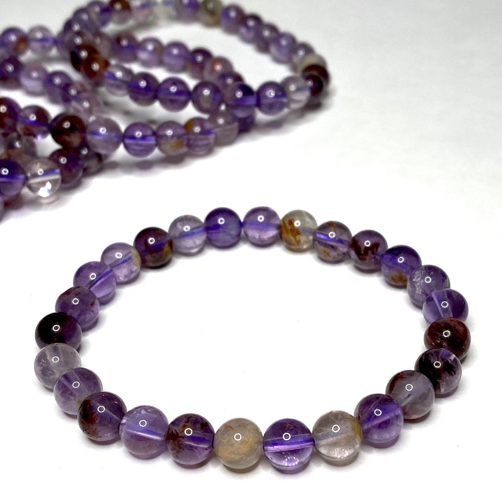 Amethyst Super Seven Crystal Bracelet: Handmade Gemstone Beaded Bracelet