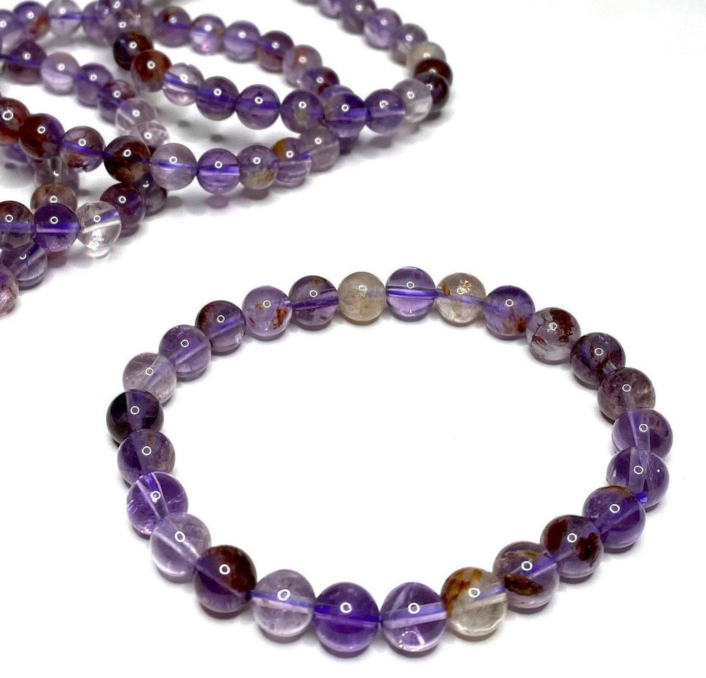 Amethyst Super Seven Crystal Bracelet: Handmade Gemstone Beaded Bracelet