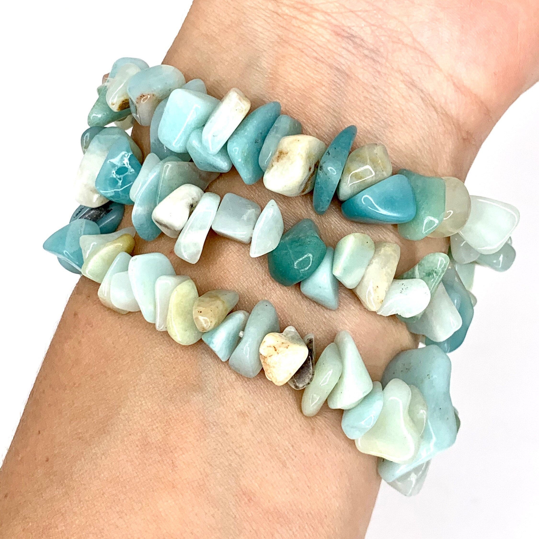 Amazonite Crystal Chip Bracelet: Gemstone Beaded Jewelry