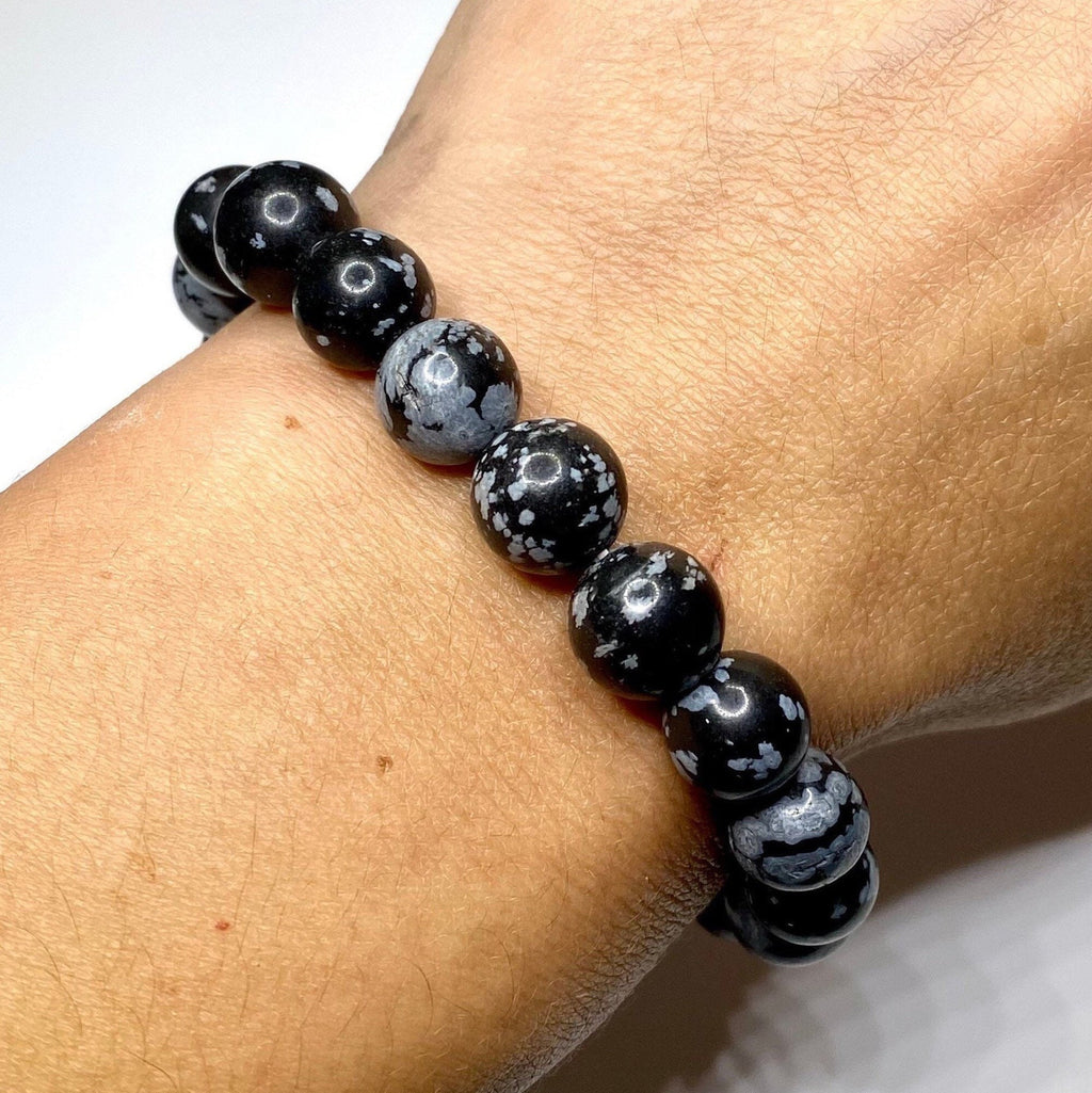 Snowflake Obsidian Crystal Bracelet: Gemstone Beaded Bracelet