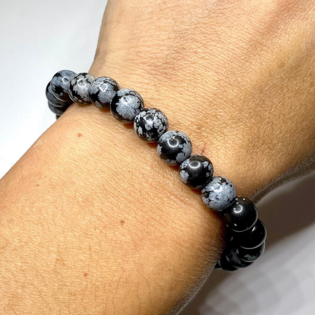 Snowflake Obsidian Crystal Bracelet: Gemstone Beaded Bracelet