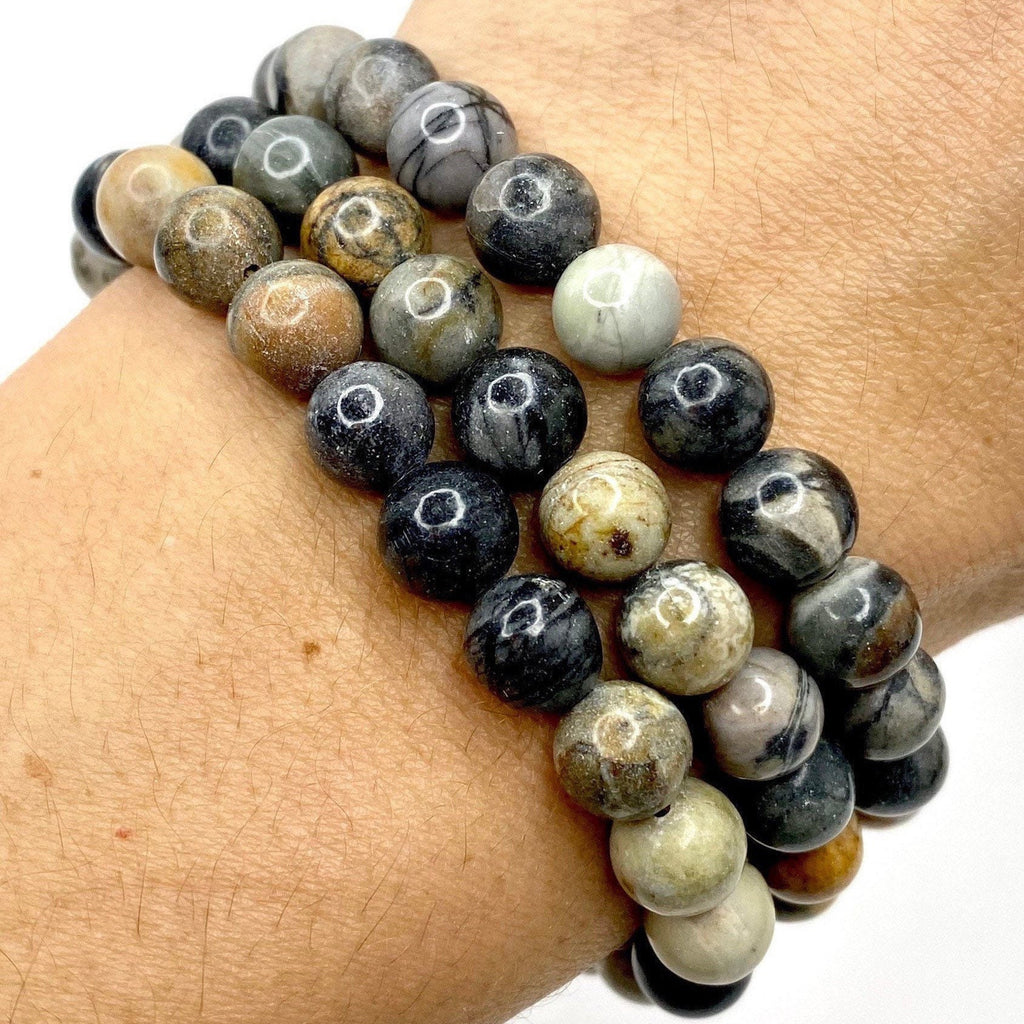 Picasso Jasper Crystal Bracelet: 6mm Gemstone Beaded Jewelry