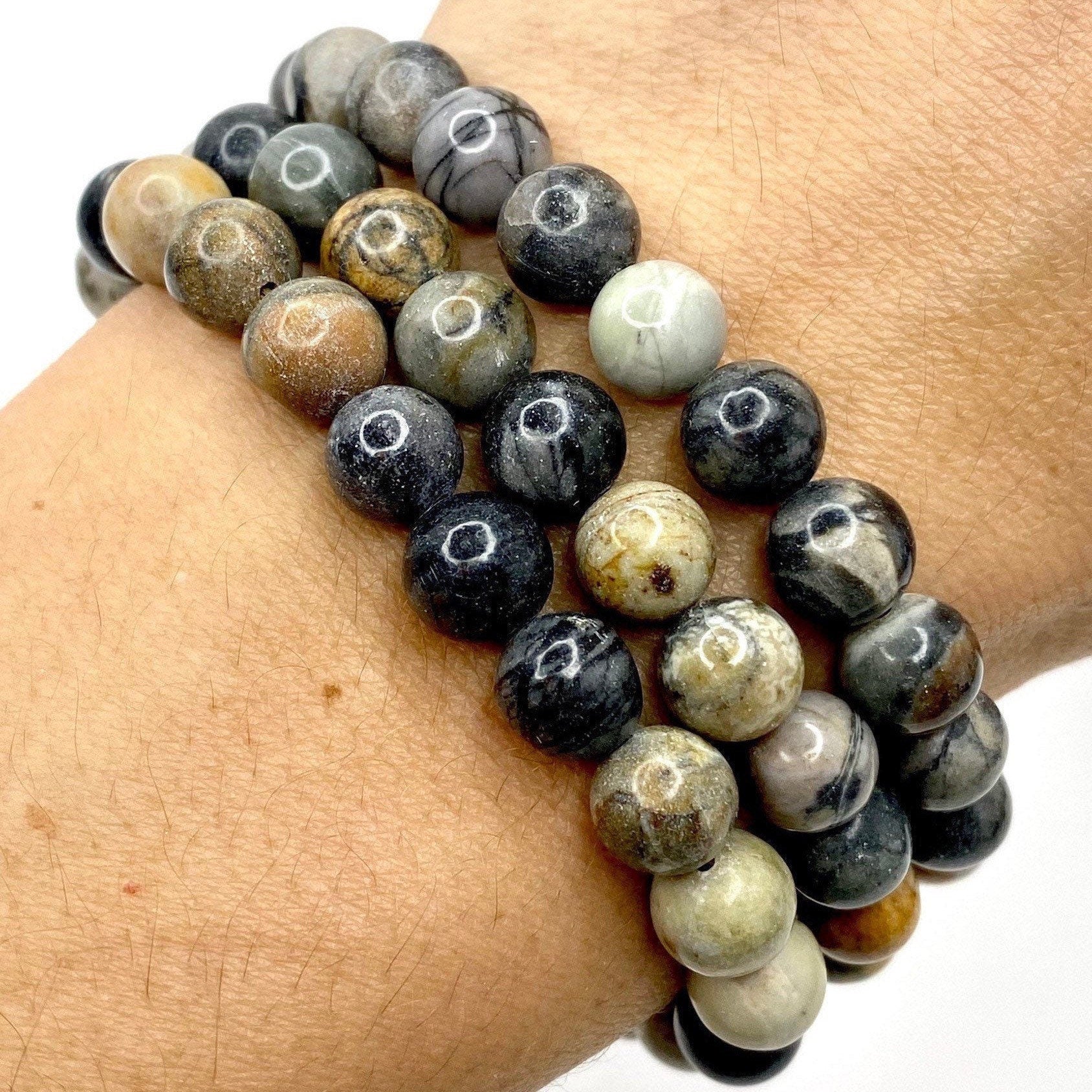 Picasso Jasper Crystal Bracelet: 6mm Gemstone Beaded Jewelry