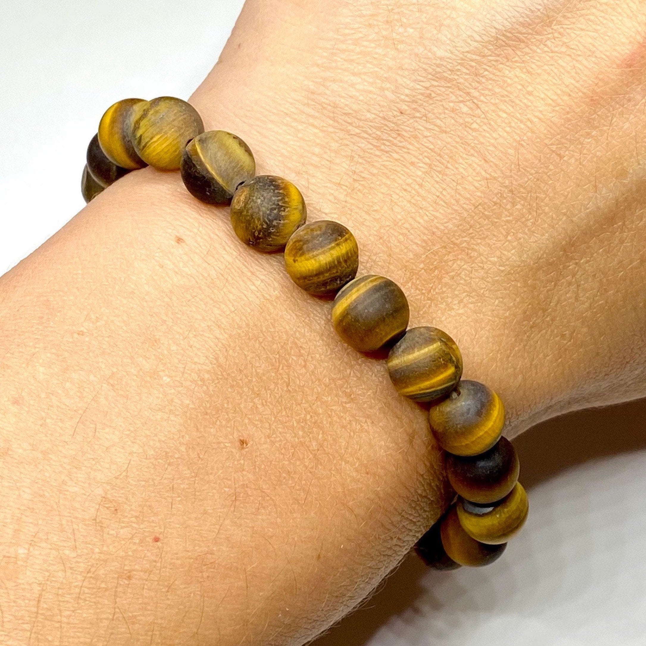 Matte Tiger Eye Crystal Bracelet: Gemstone Beaded Bracelet