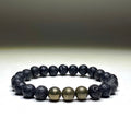 Lava Rock & Pyrite Beaded Stretch Bracelet