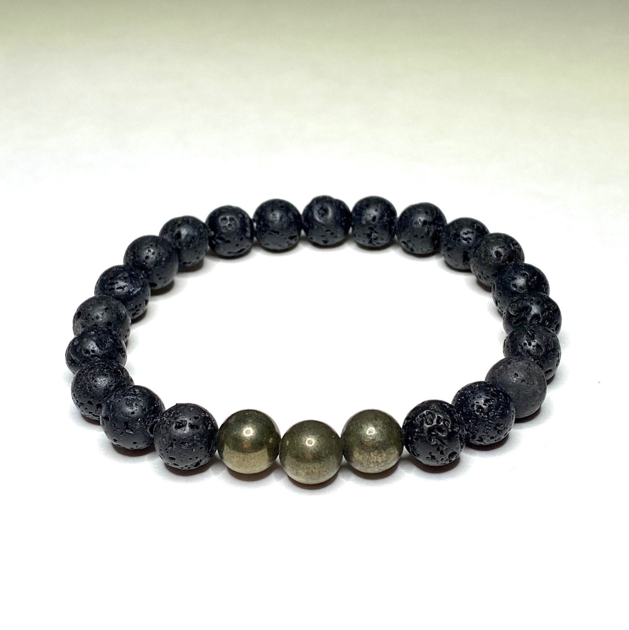 Lava Rock & Pyrite Beaded Stretch Bracelet