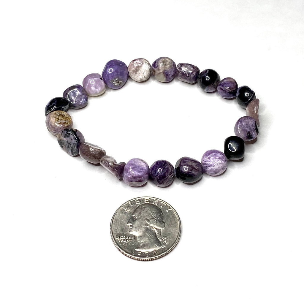 Charoite Crystal Bracelet, 6mm Gemstone Beaded Bracelet