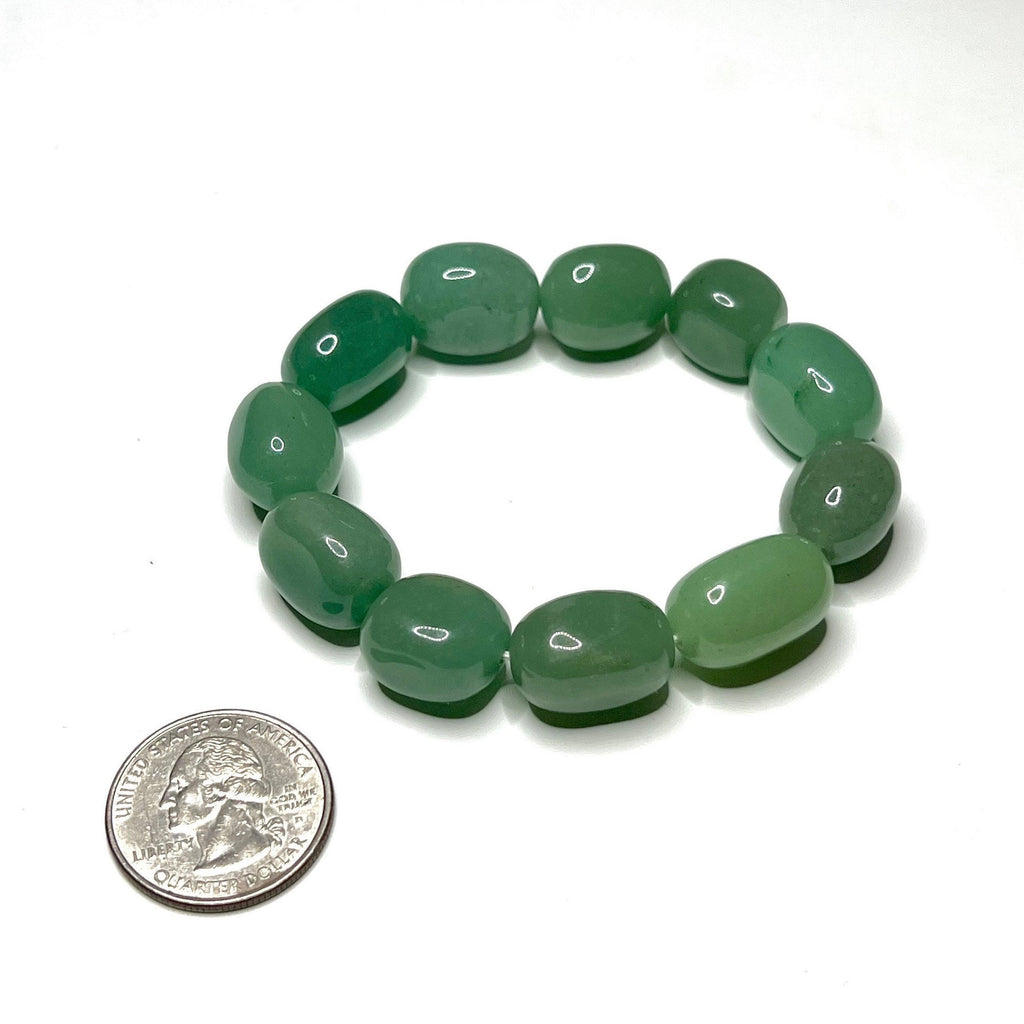 Green Aventurine Crystal Bracelet, Jelly Bean Gemstone Beaded Bracelet