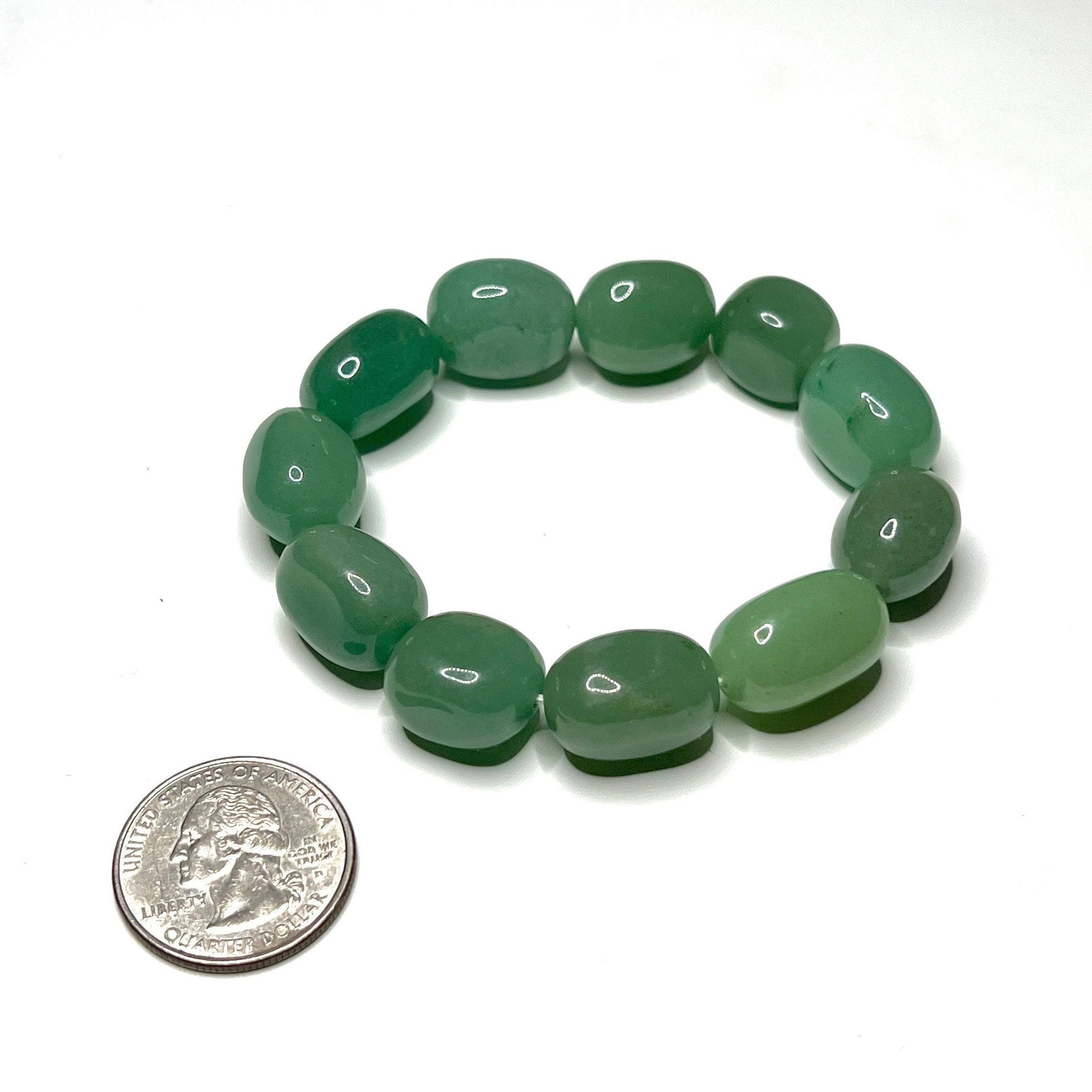 Green Aventurine Crystal Bracelet, Jelly Bean Gemstone Beaded Bracelet