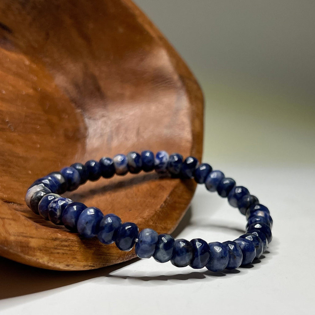 Sodalite Crystal Bracelet, Handmade Gemstone Faceted Bead Bracelet