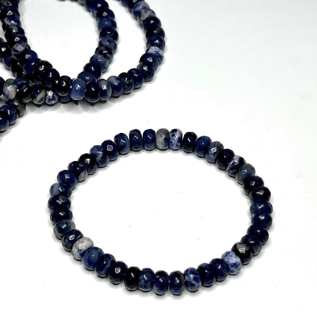 Sodalite Crystal Bracelet, Handmade Gemstone Faceted Bead Bracelet