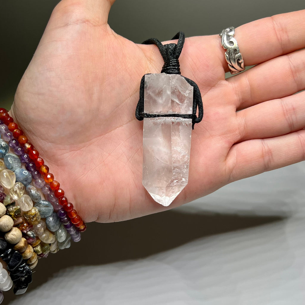 Clear Quartz Crystal Cord Necklace