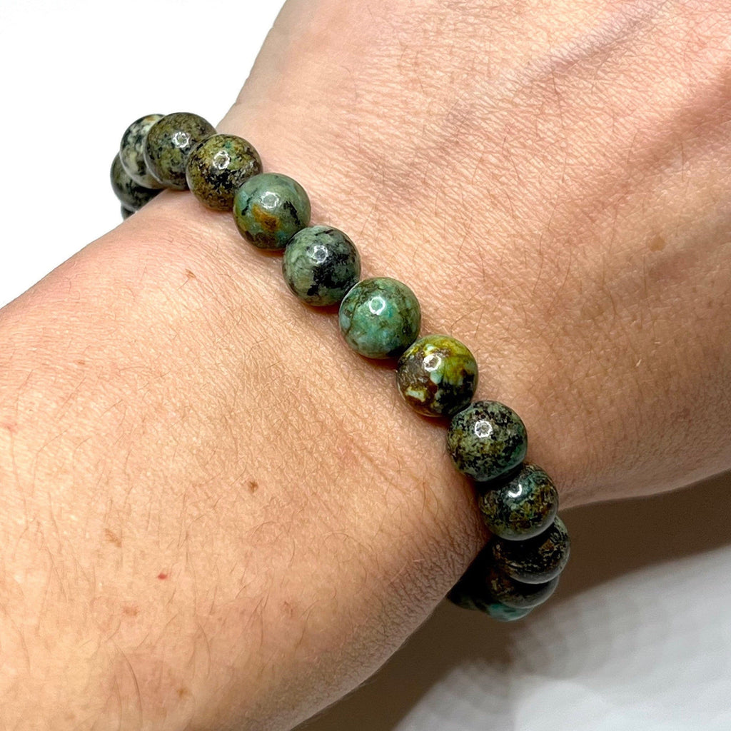 African Turquoise Crystal Bracelet: 8mm Gemstone Beaded Jewelry