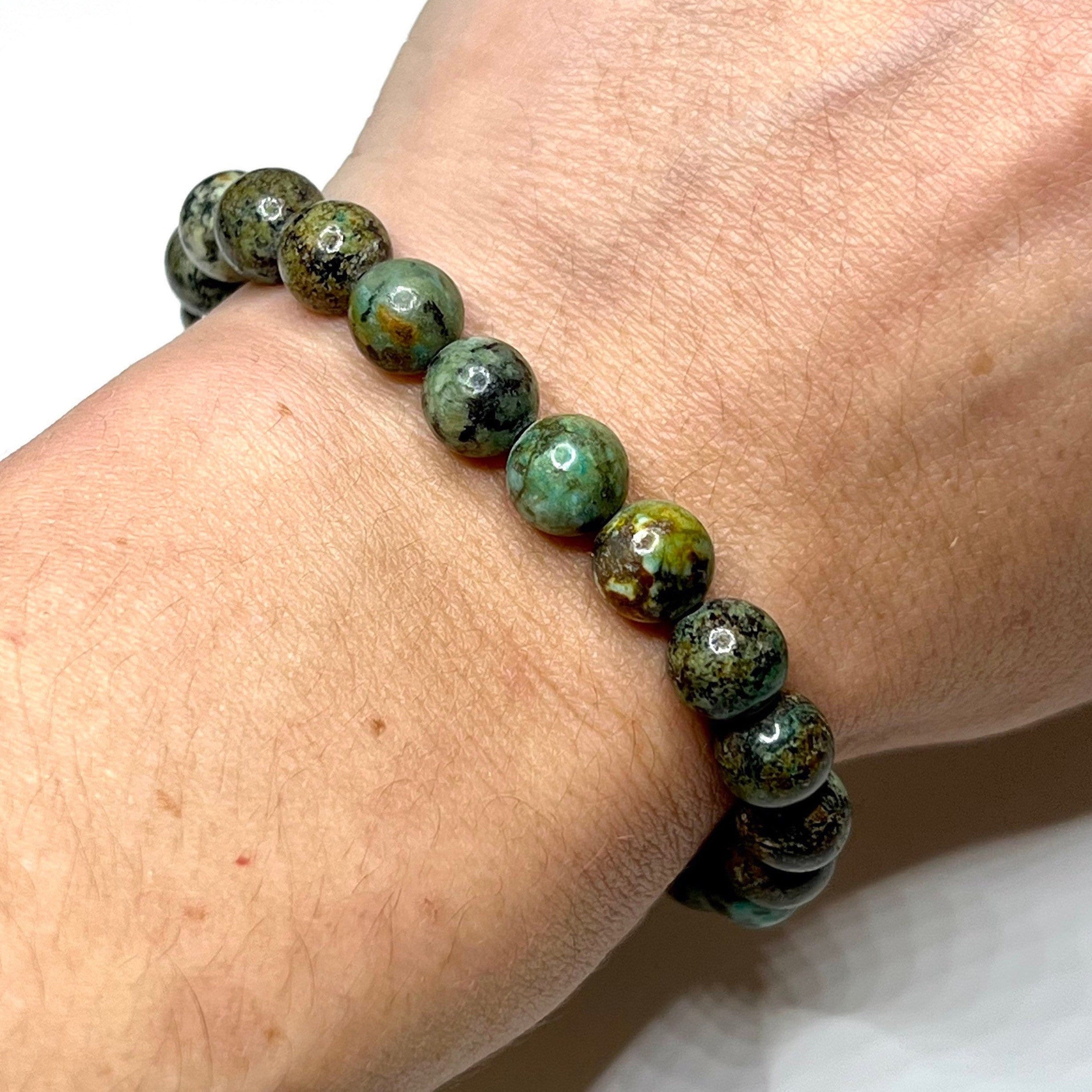 African Turquoise Crystal Bracelet: 8mm Gemstone Beaded Jewelry