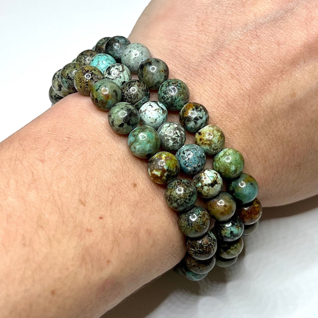 African Turquoise Crystal Bracelet: 8mm Gemstone Beaded Jewelry