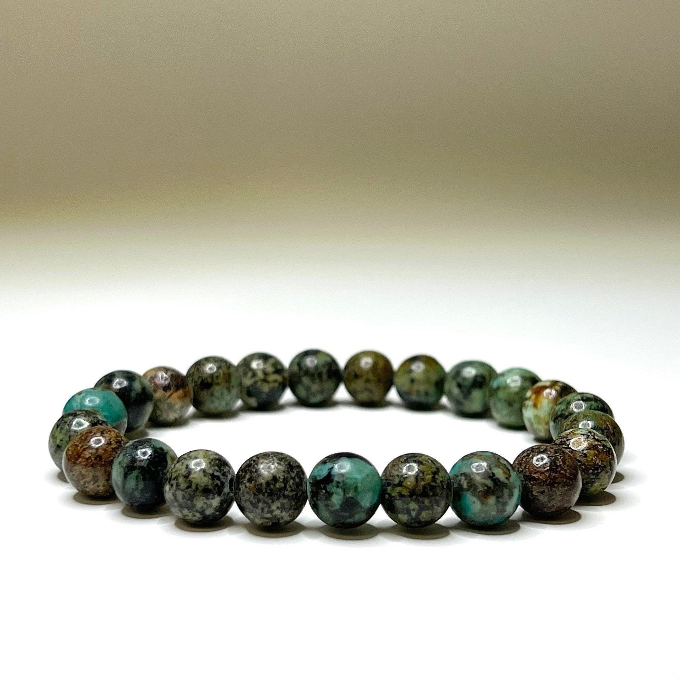 African Turquoise Crystal Bracelet: 8mm Gemstone Beaded Jewelry