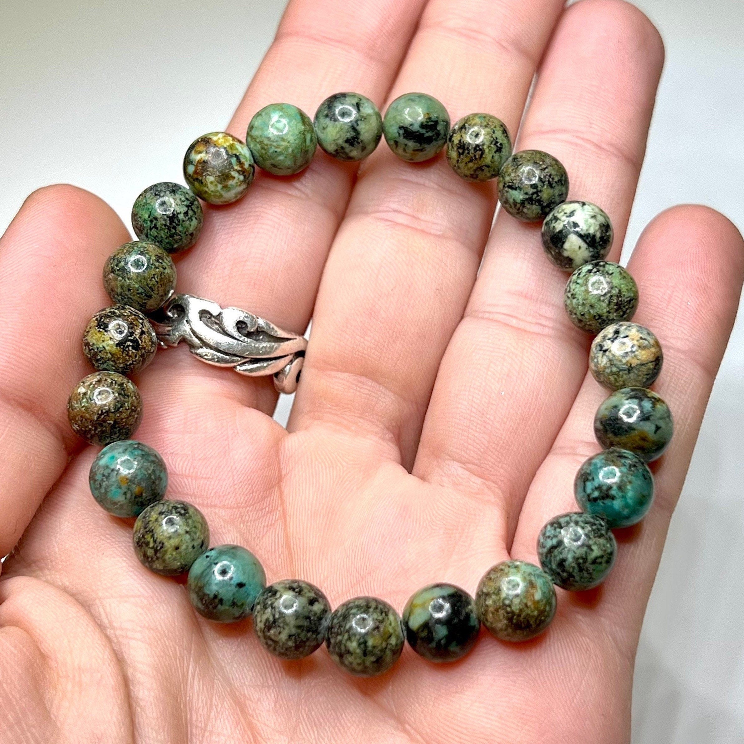 African Turquoise Crystal Bracelet: 8mm Gemstone Beaded Jewelry