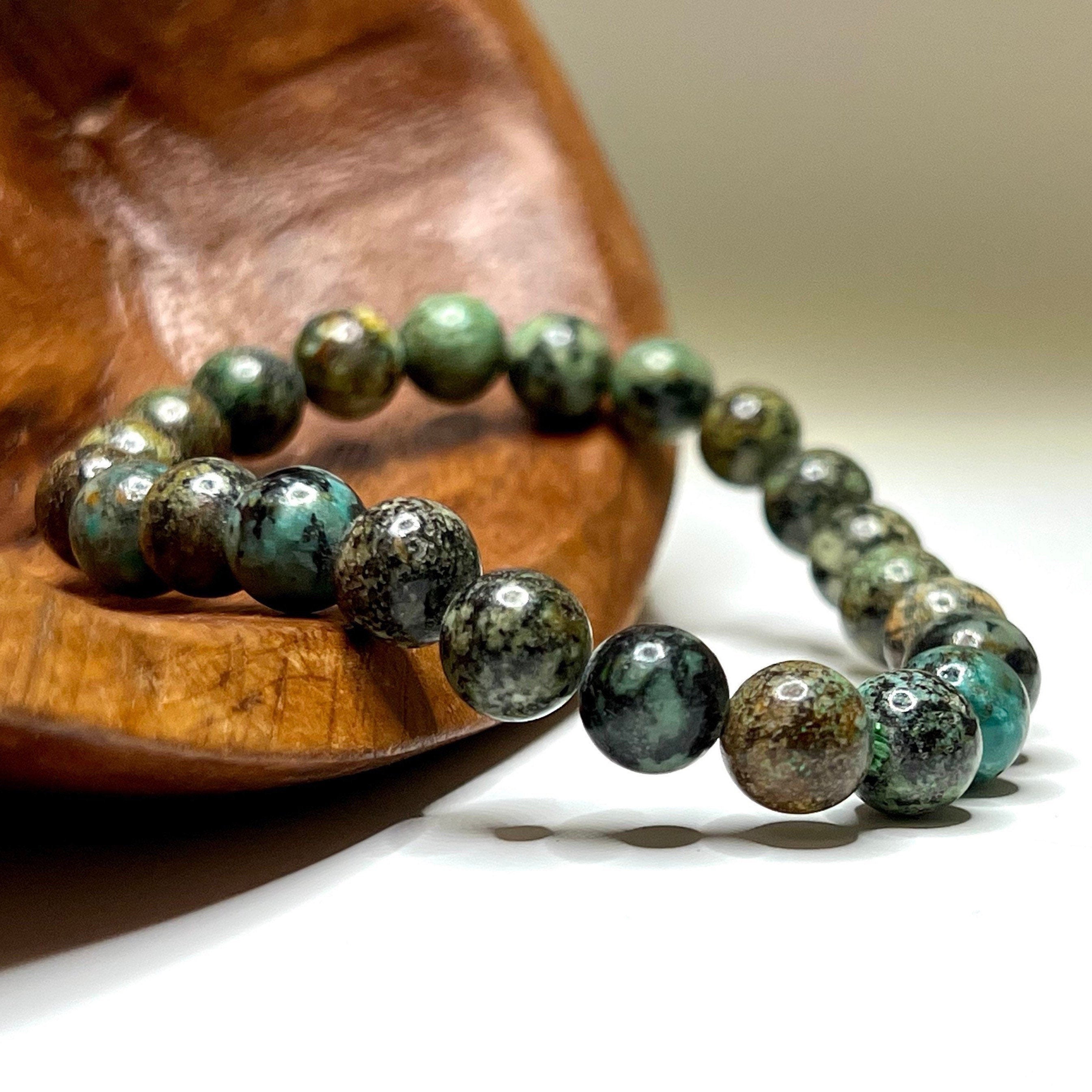 African Turquoise Crystal Bracelet: 8mm Gemstone Beaded Jewelry