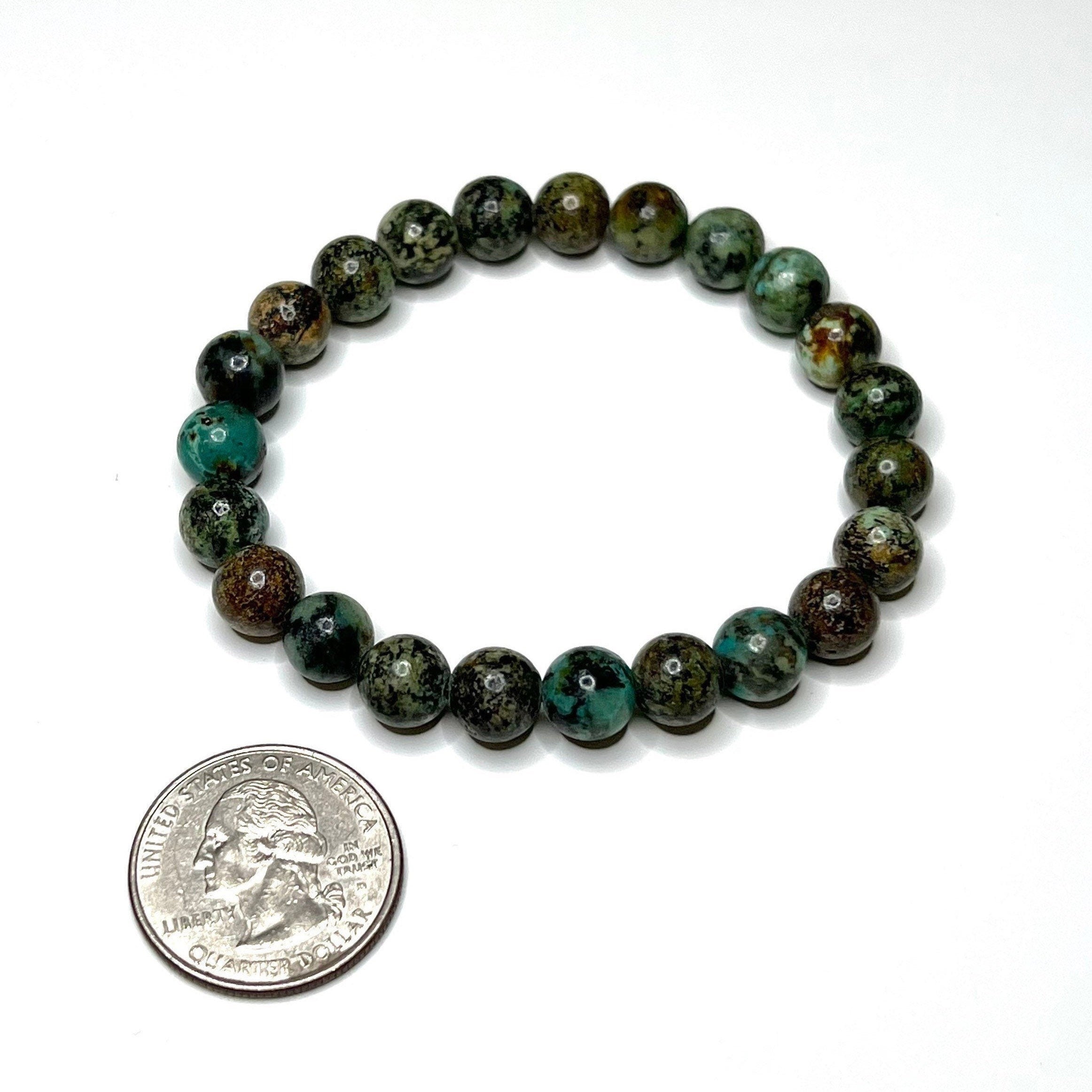 African Turquoise Crystal Bracelet: 8mm Gemstone Beaded Jewelry