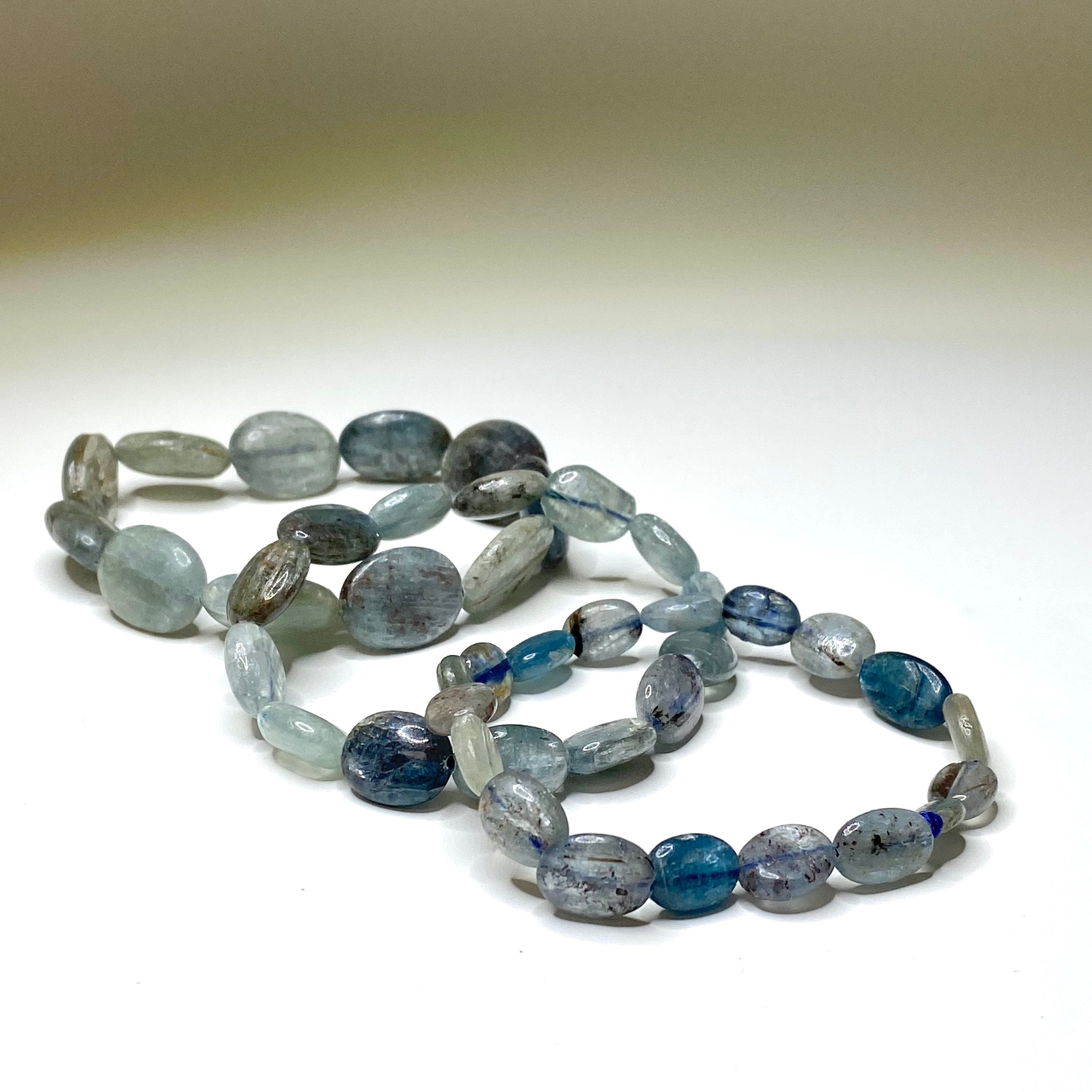 Blue Kyanite Crystal Bracelet: Handmade Gemstone Beaded Bracelet