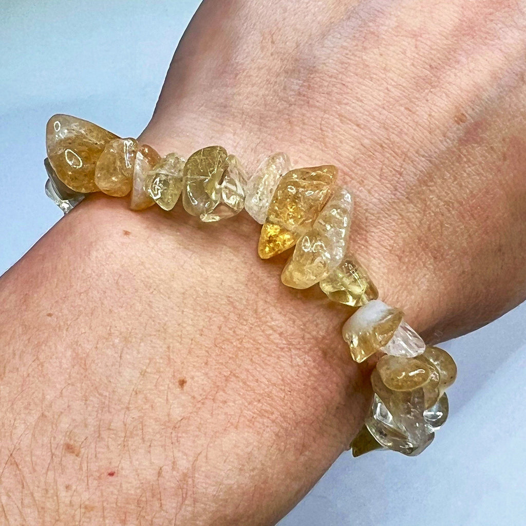 Citrine Crystal Chip Bracelet: Handmade Gemstone Stretch Bracelet