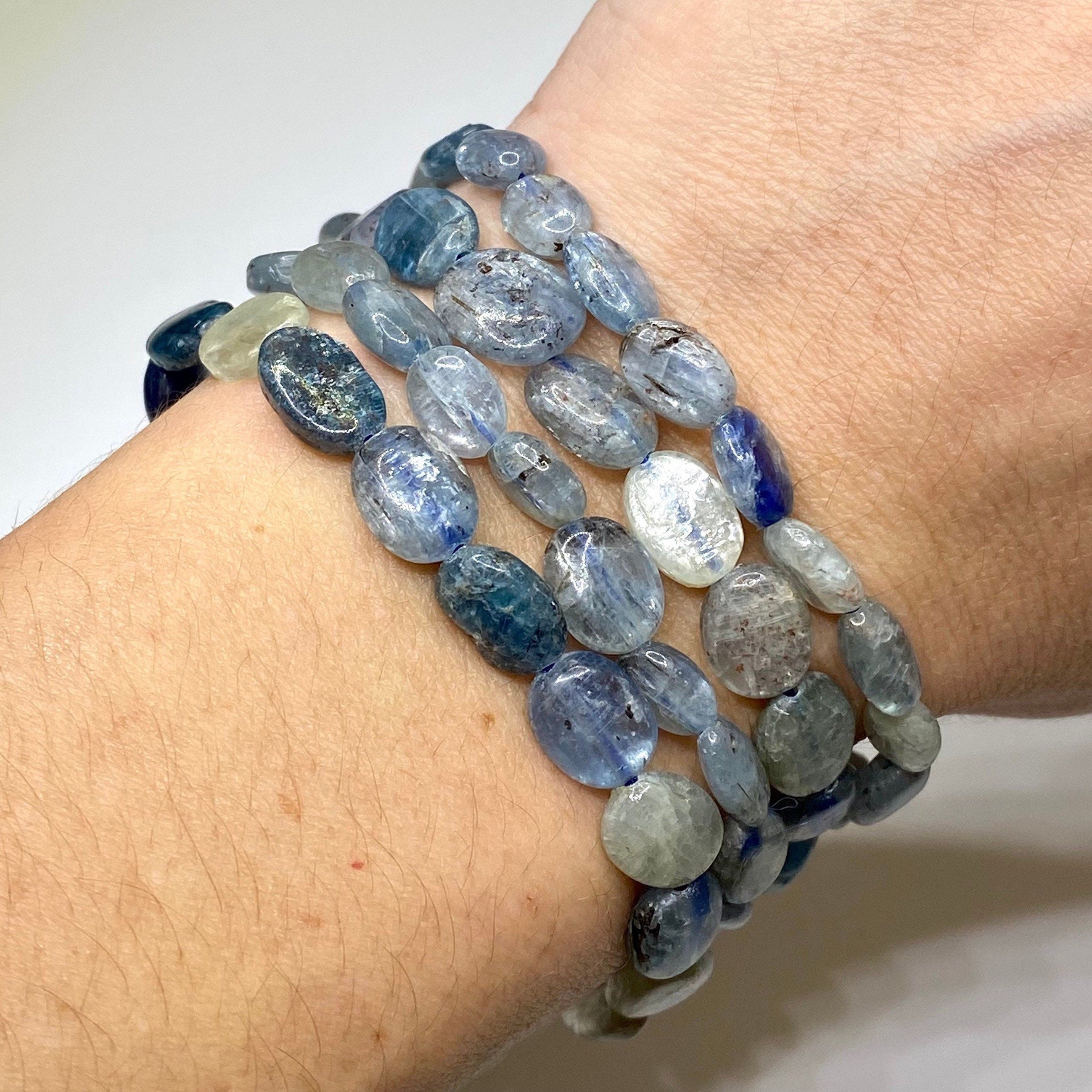 Blue Kyanite Crystal Bracelet: Handmade Gemstone Beaded Bracelet