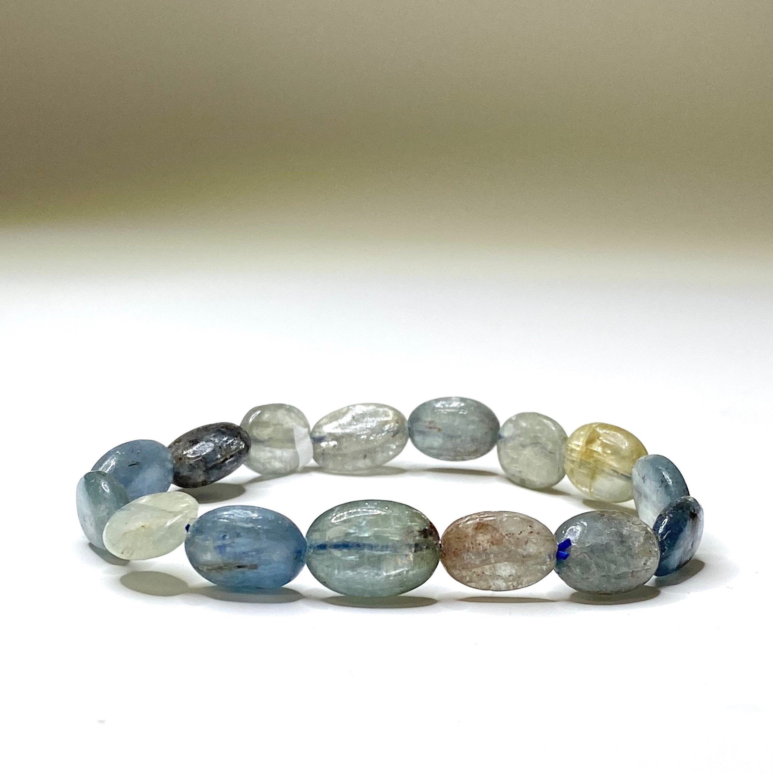 Blue Kyanite Crystal Bracelet: Handmade Gemstone Beaded Bracelet