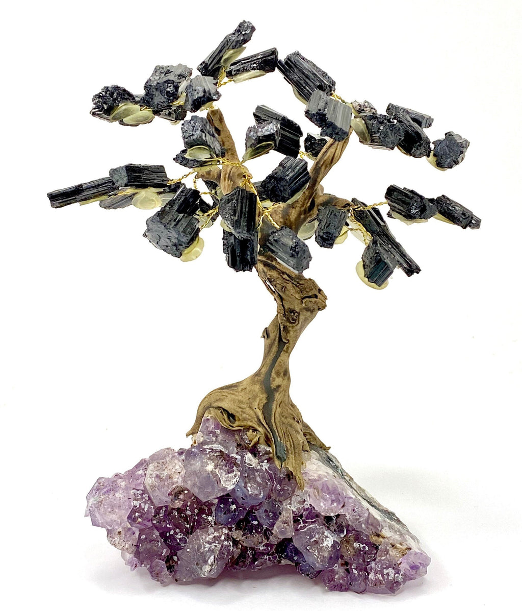 Black Tourmaline Bonsai Tree with Crystal Base: Crystal Healing