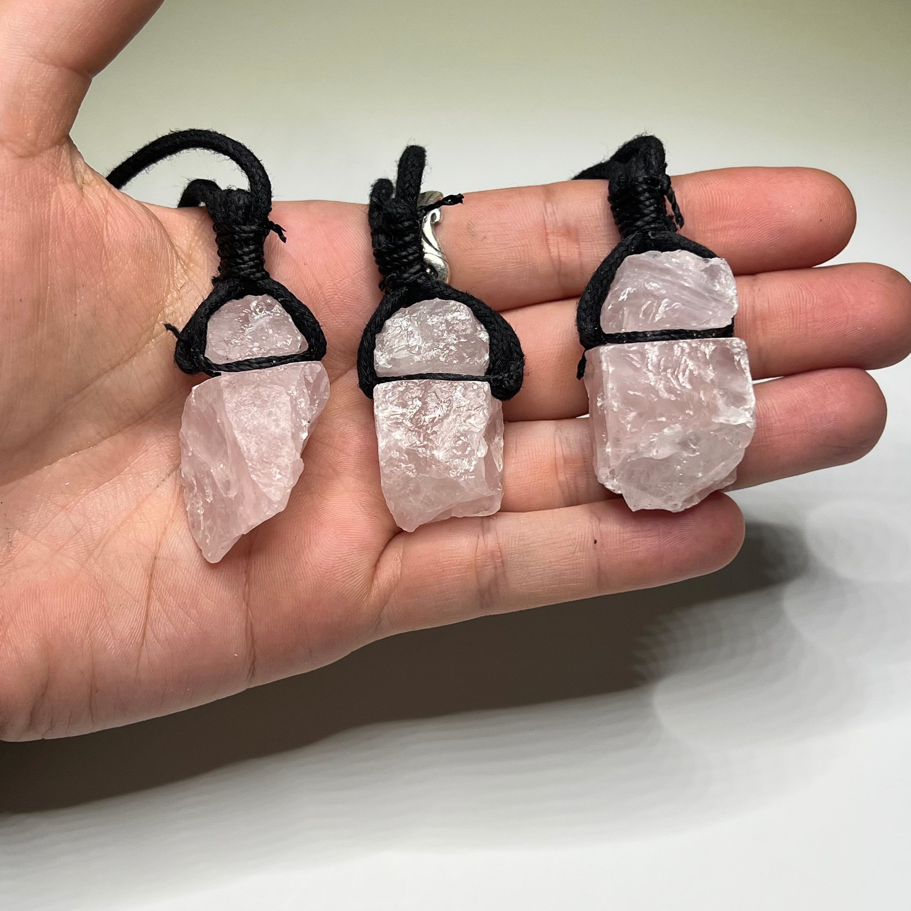 Rose Quartz Crystal Cord Necklace: Metaphysical Gemstone
