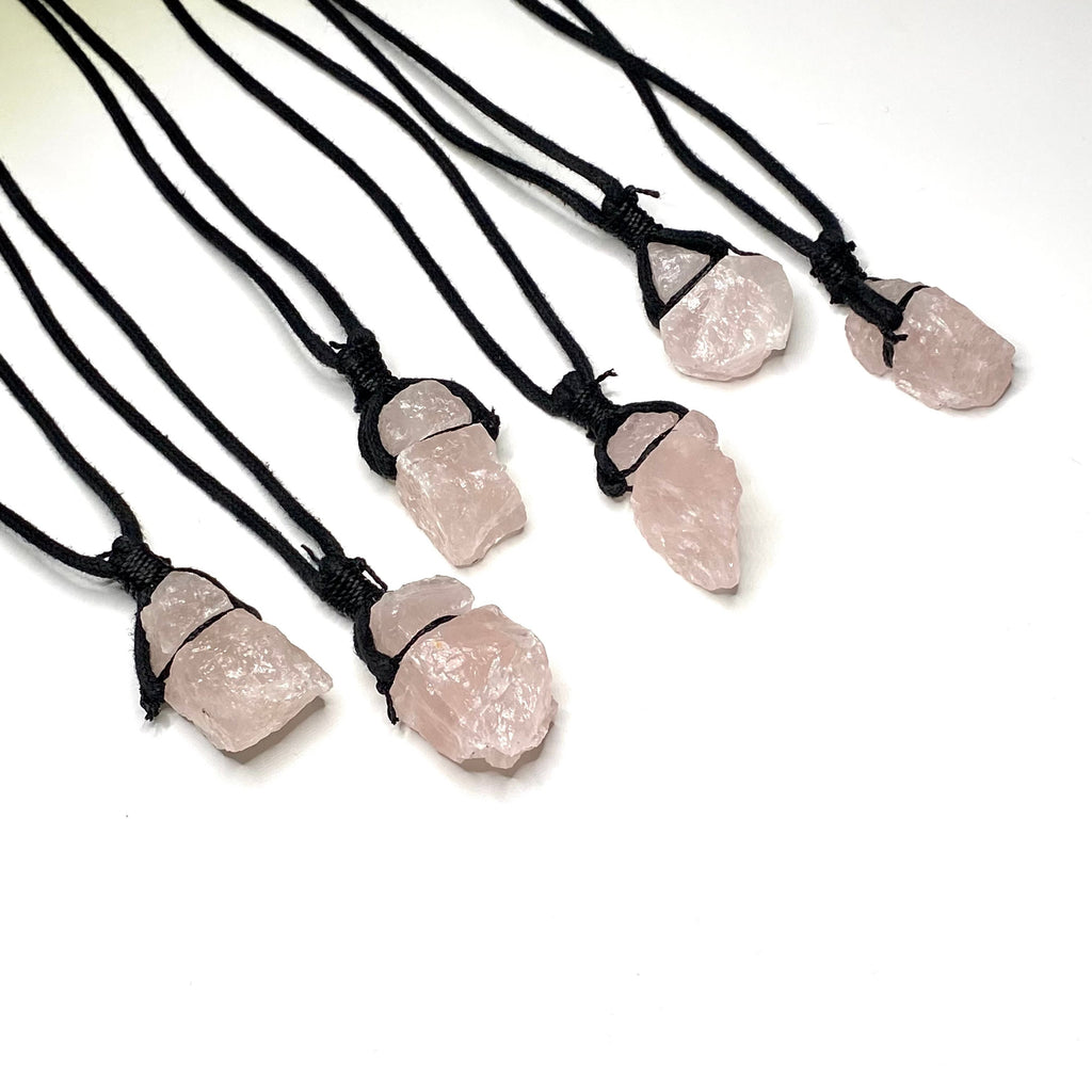 Rose Quartz Crystal Cord Necklace: Metaphysical Gemstone