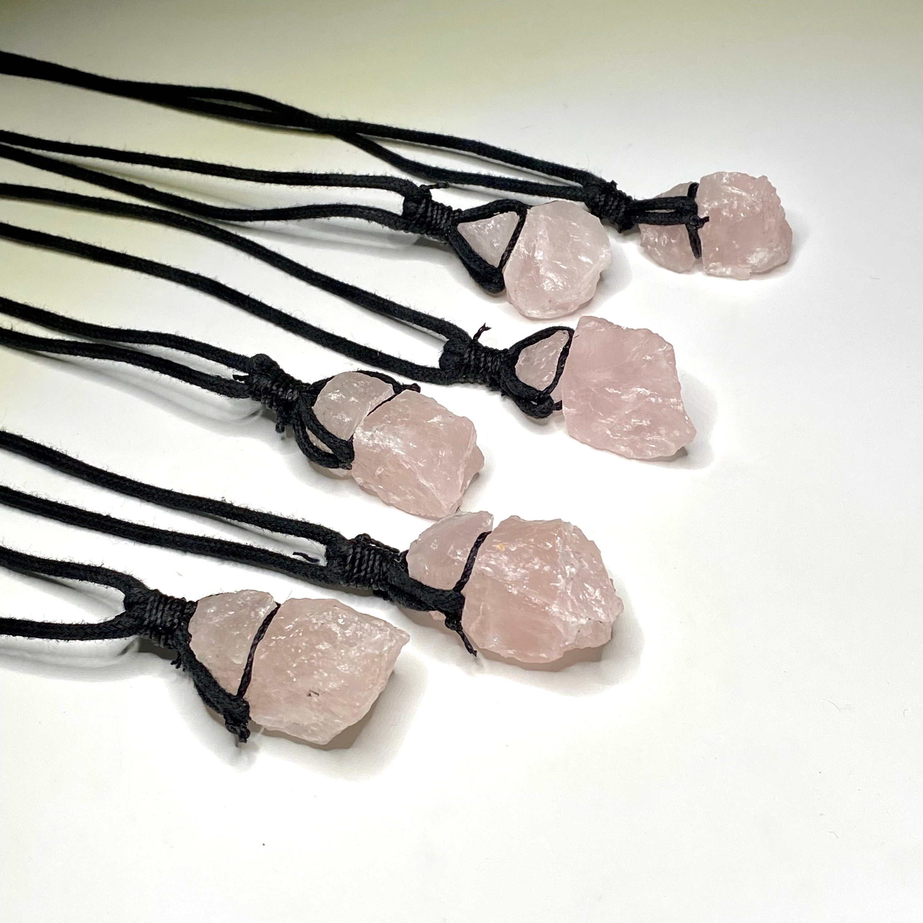 Rose Quartz Crystal Cord Necklace: Metaphysical Gemstone
