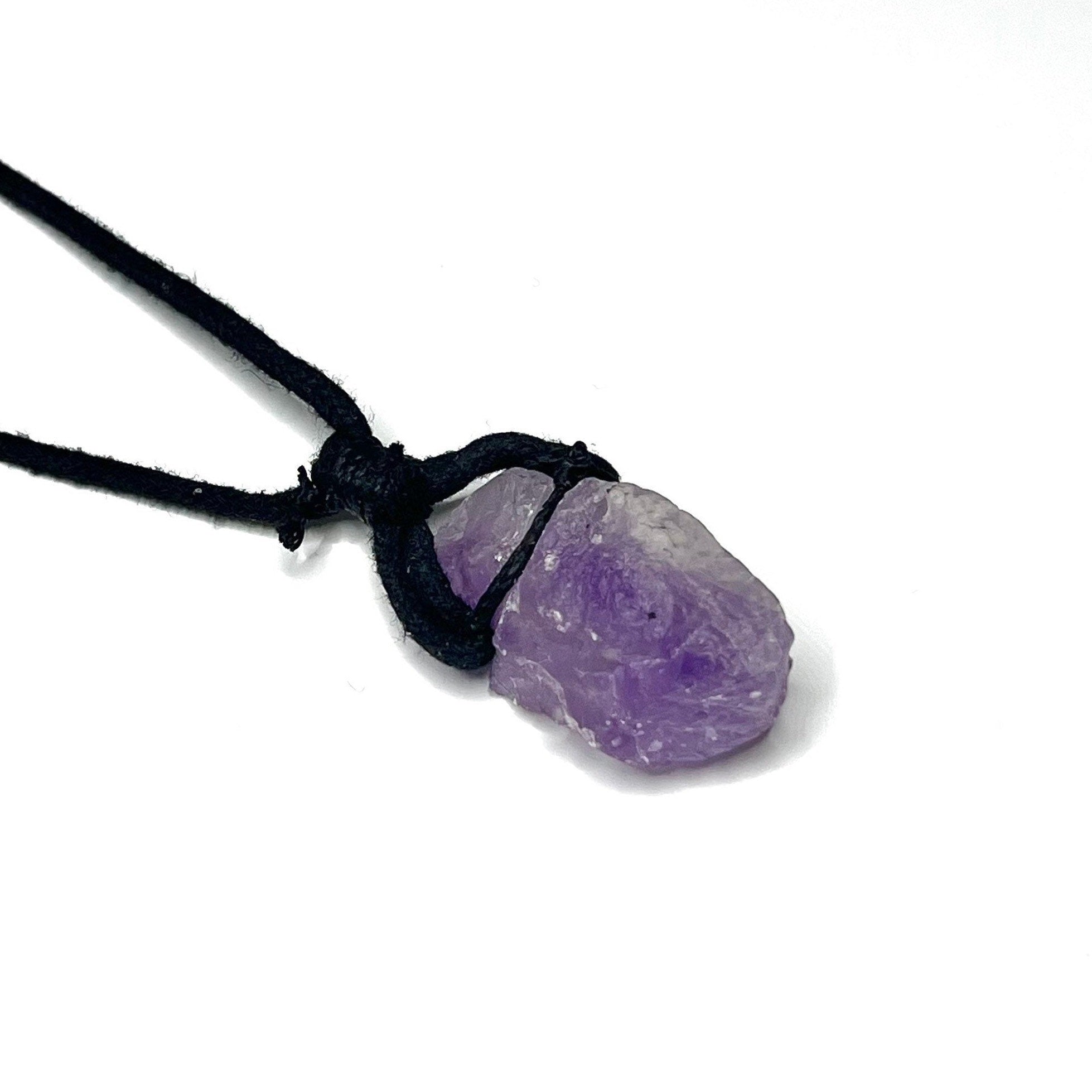 Raw Amethyst Crystal Cord Necklace