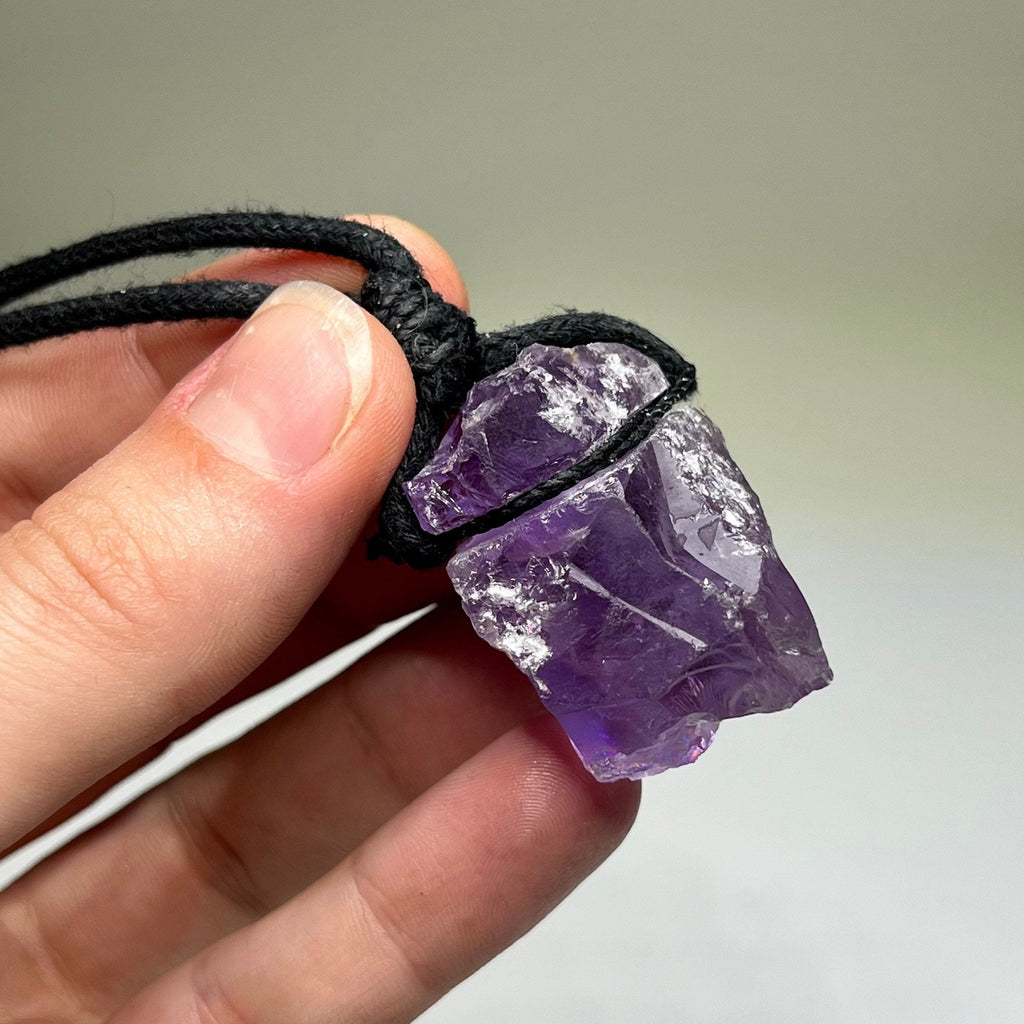 Raw Amethyst Crystal Cord Necklace