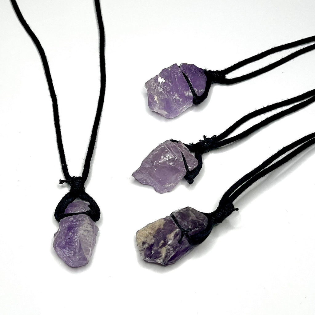 Raw Amethyst Crystal Cord Necklace