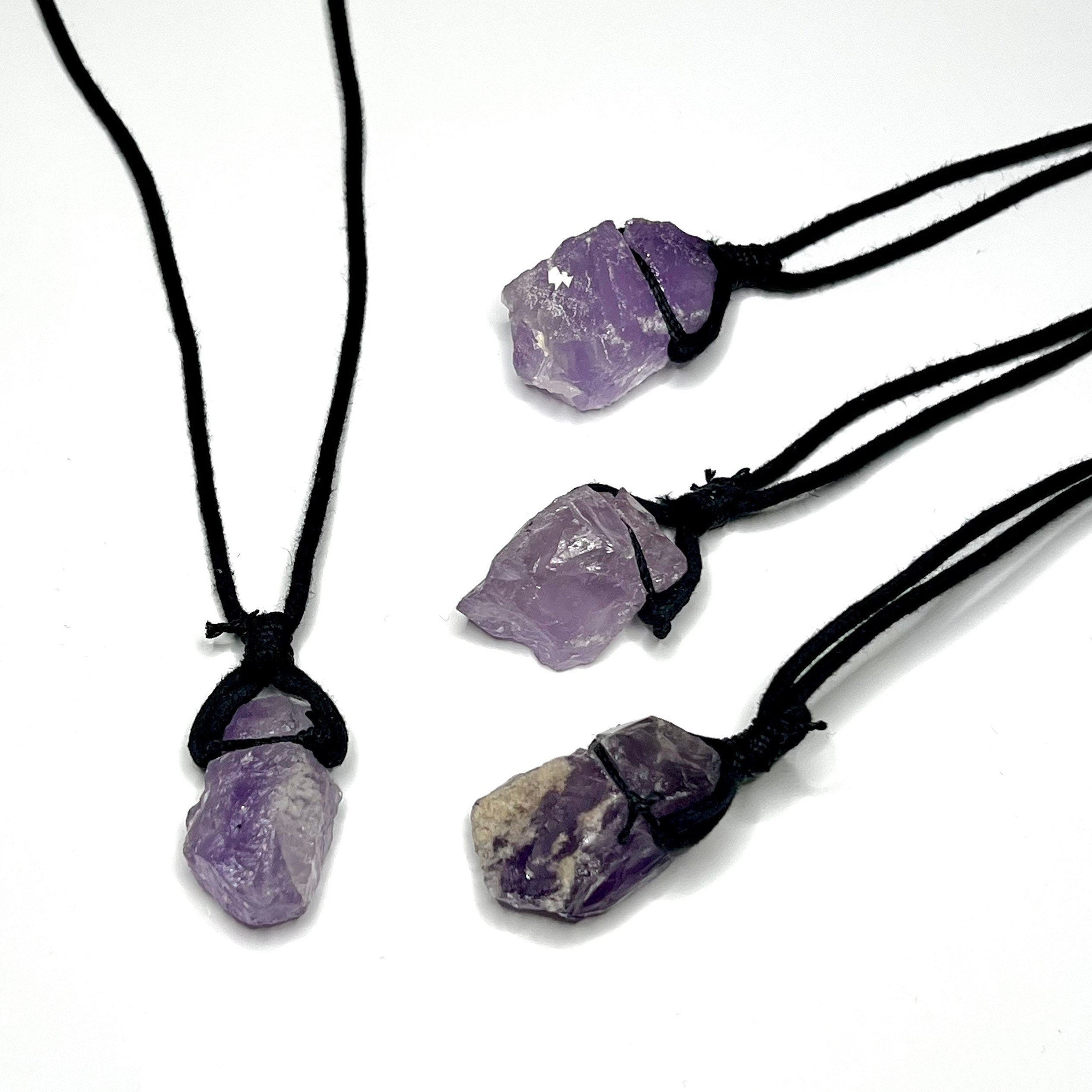 Raw Amethyst Crystal Cord Necklace