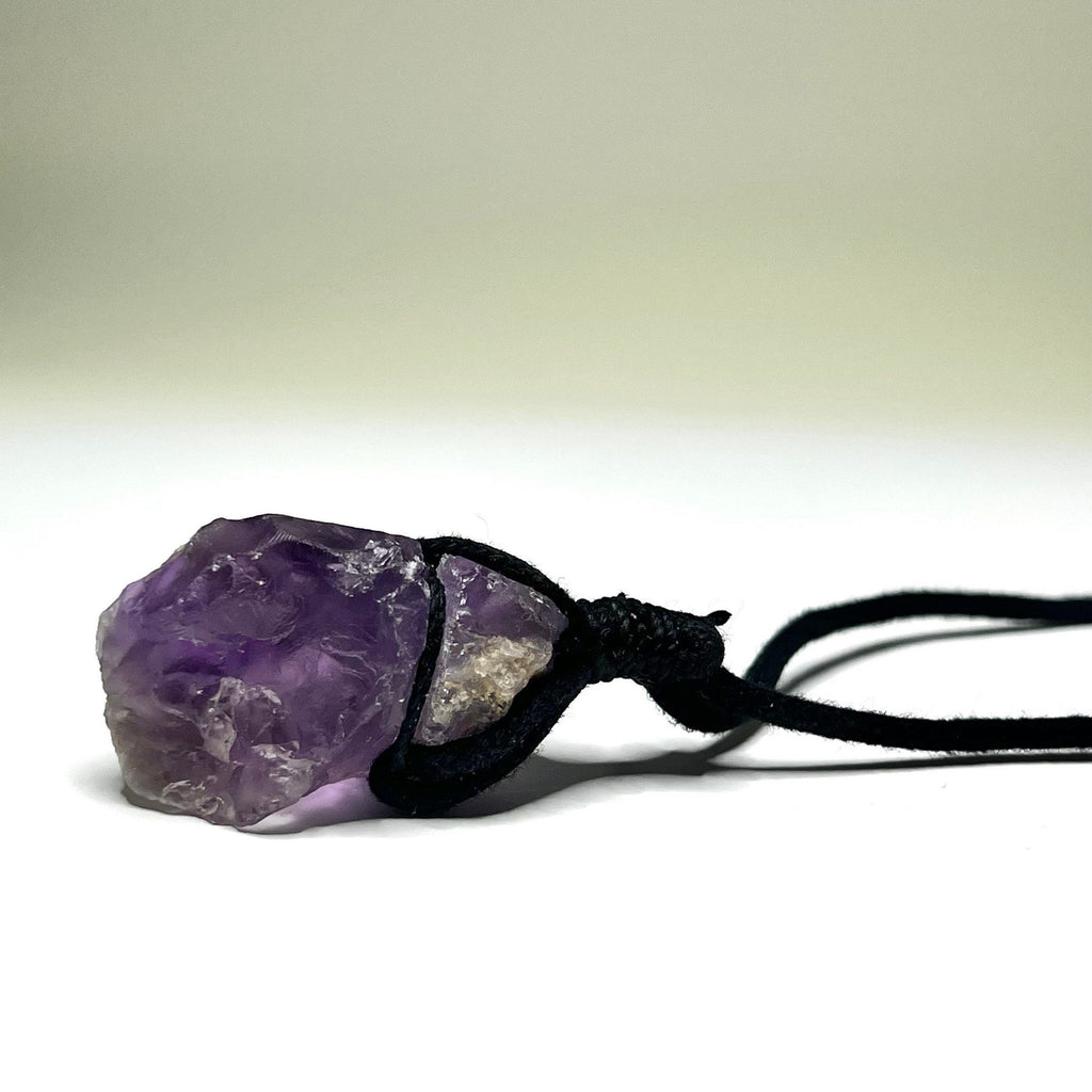 Raw Amethyst Crystal Cord Necklace