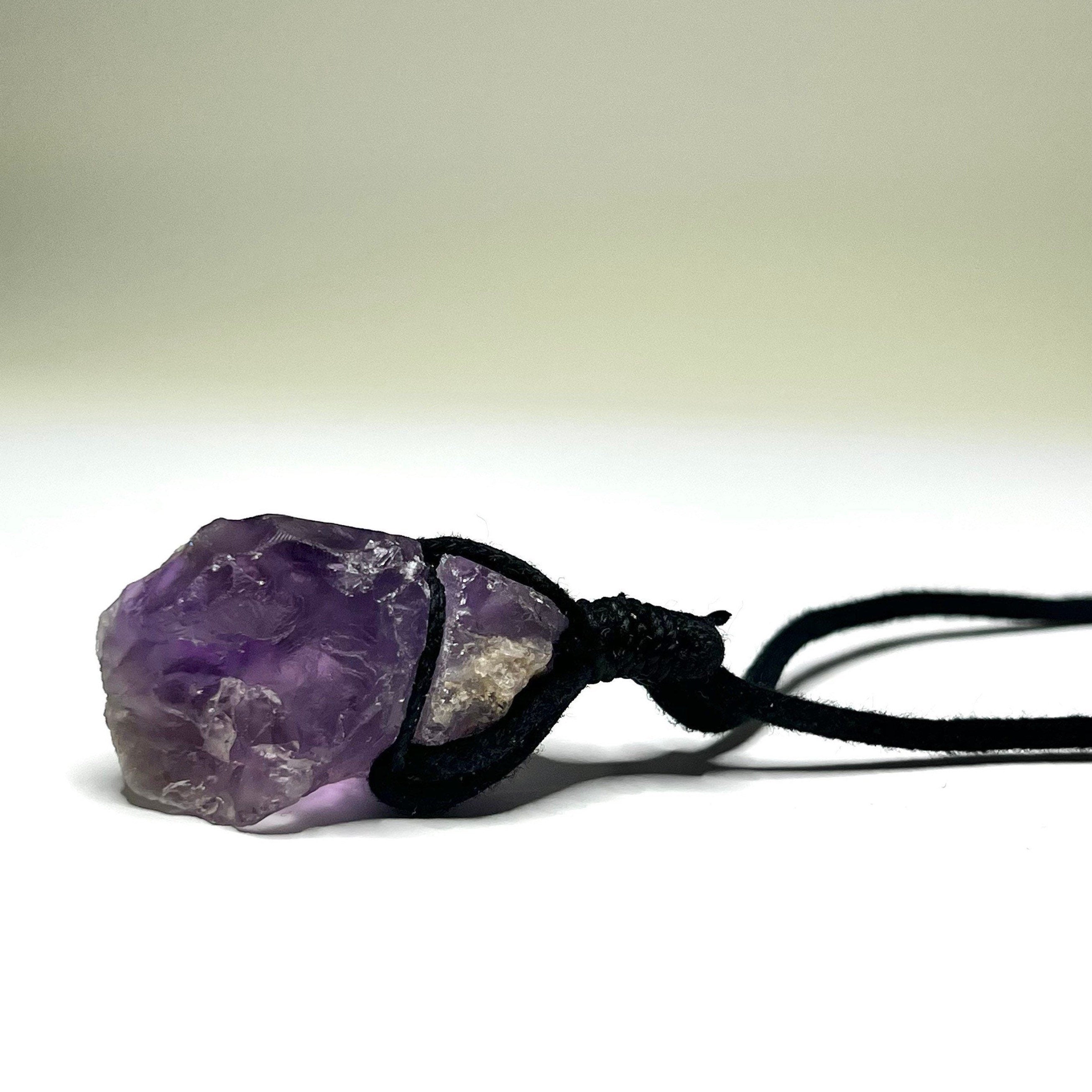 Raw Amethyst Crystal Cord Necklace