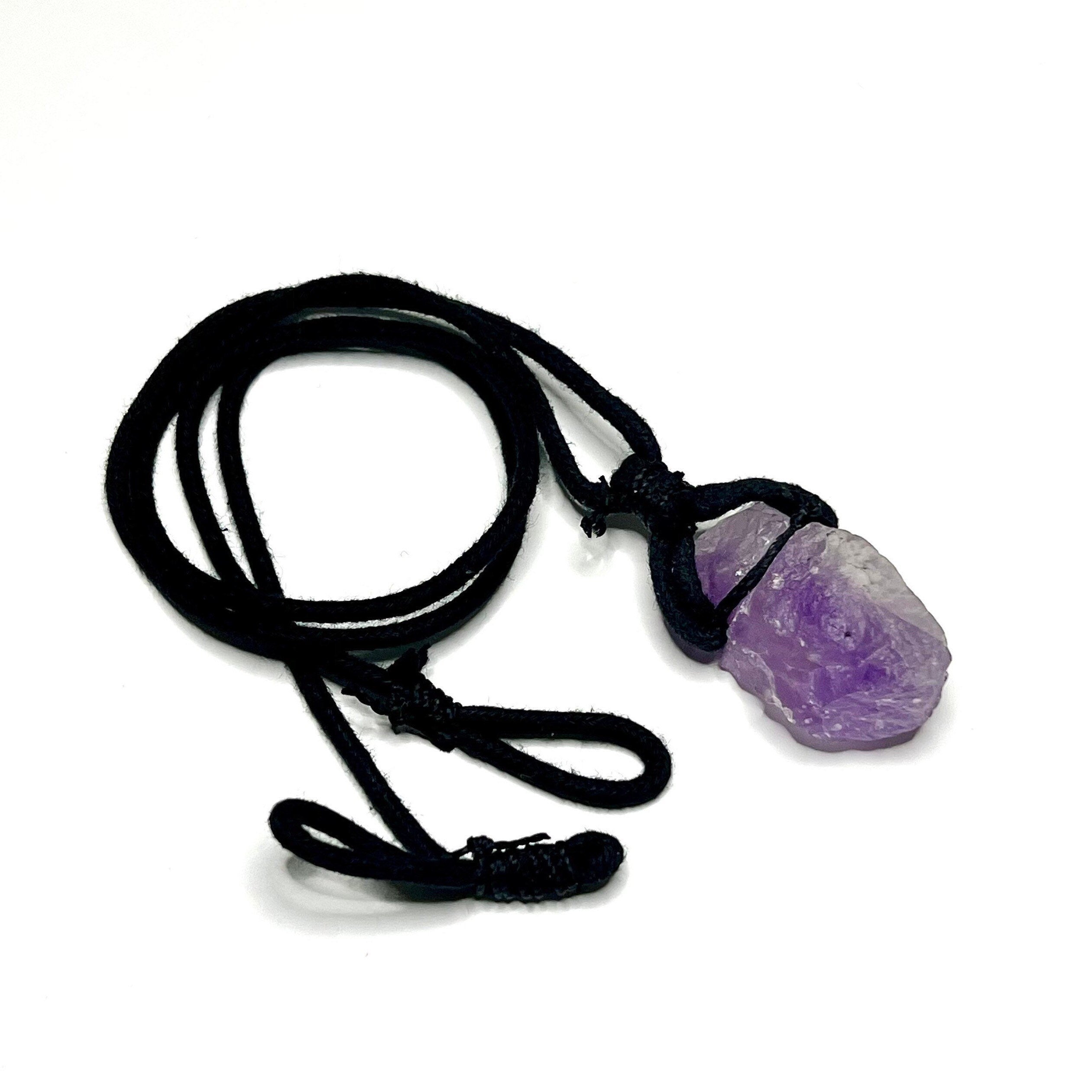 Raw Amethyst Crystal Cord Necklace