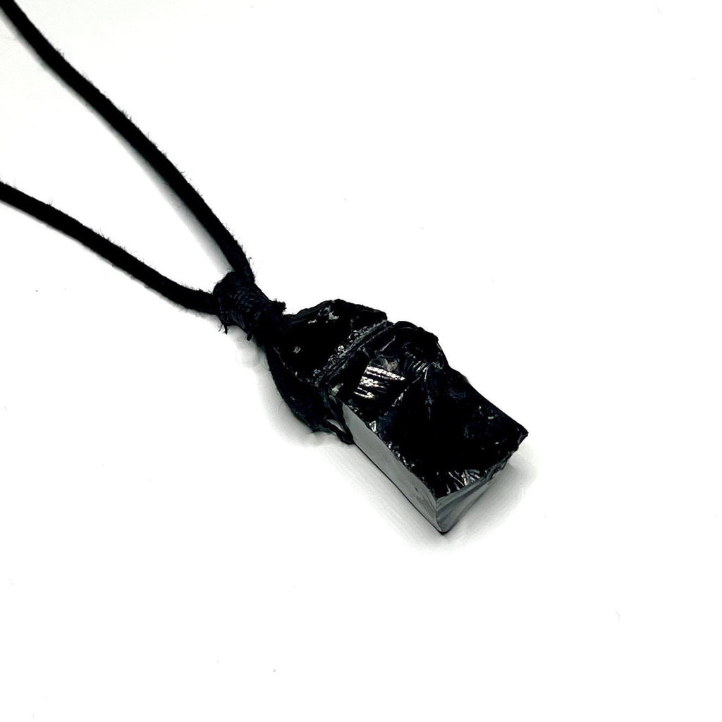 Black Obsidian Crystal Cord Necklace: Protection Stone