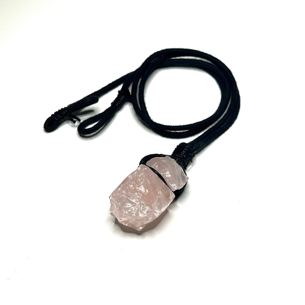 Rose Quartz Crystal Cord Necklace: Metaphysical Gemstone