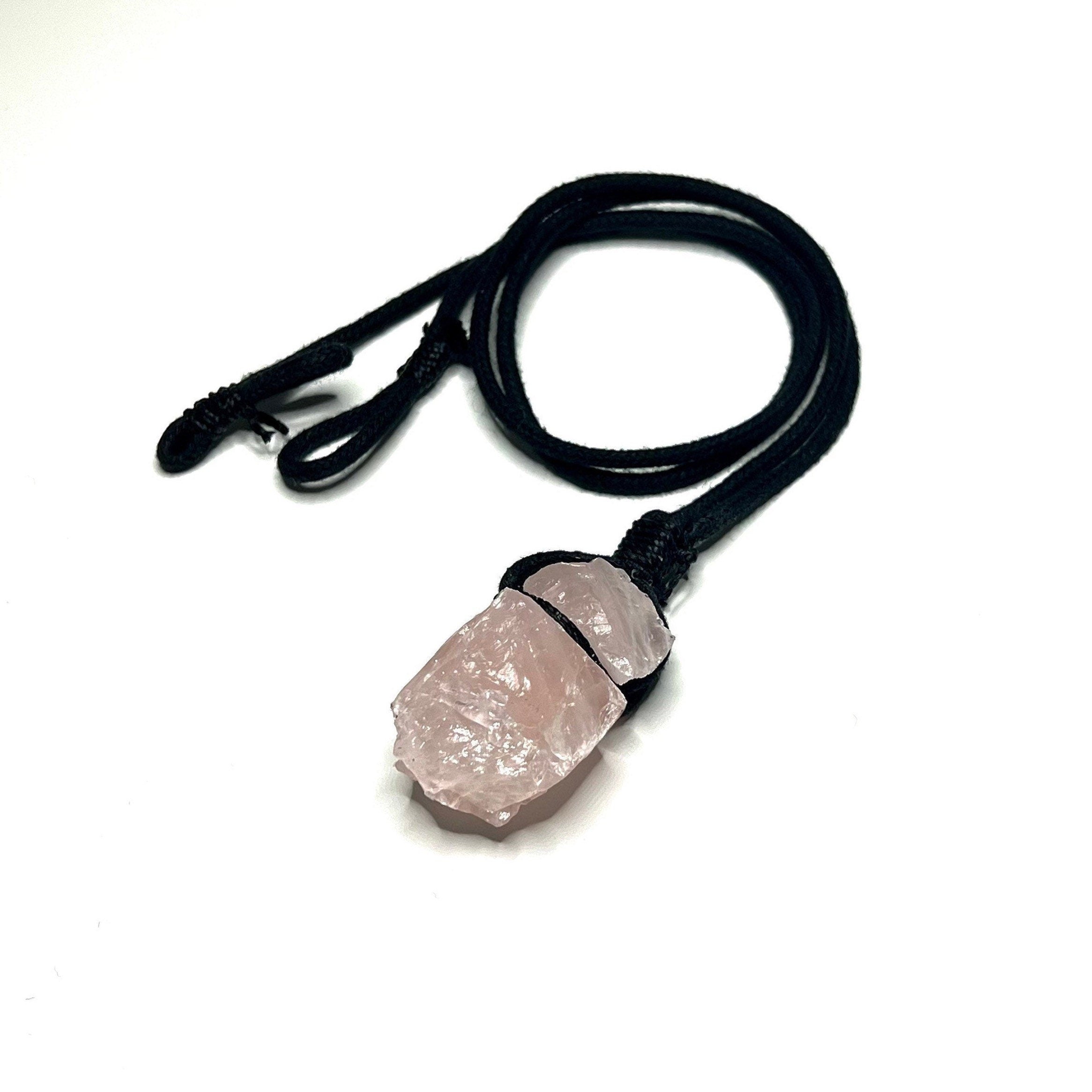 Rose Quartz Crystal Cord Necklace: Metaphysical Gemstone