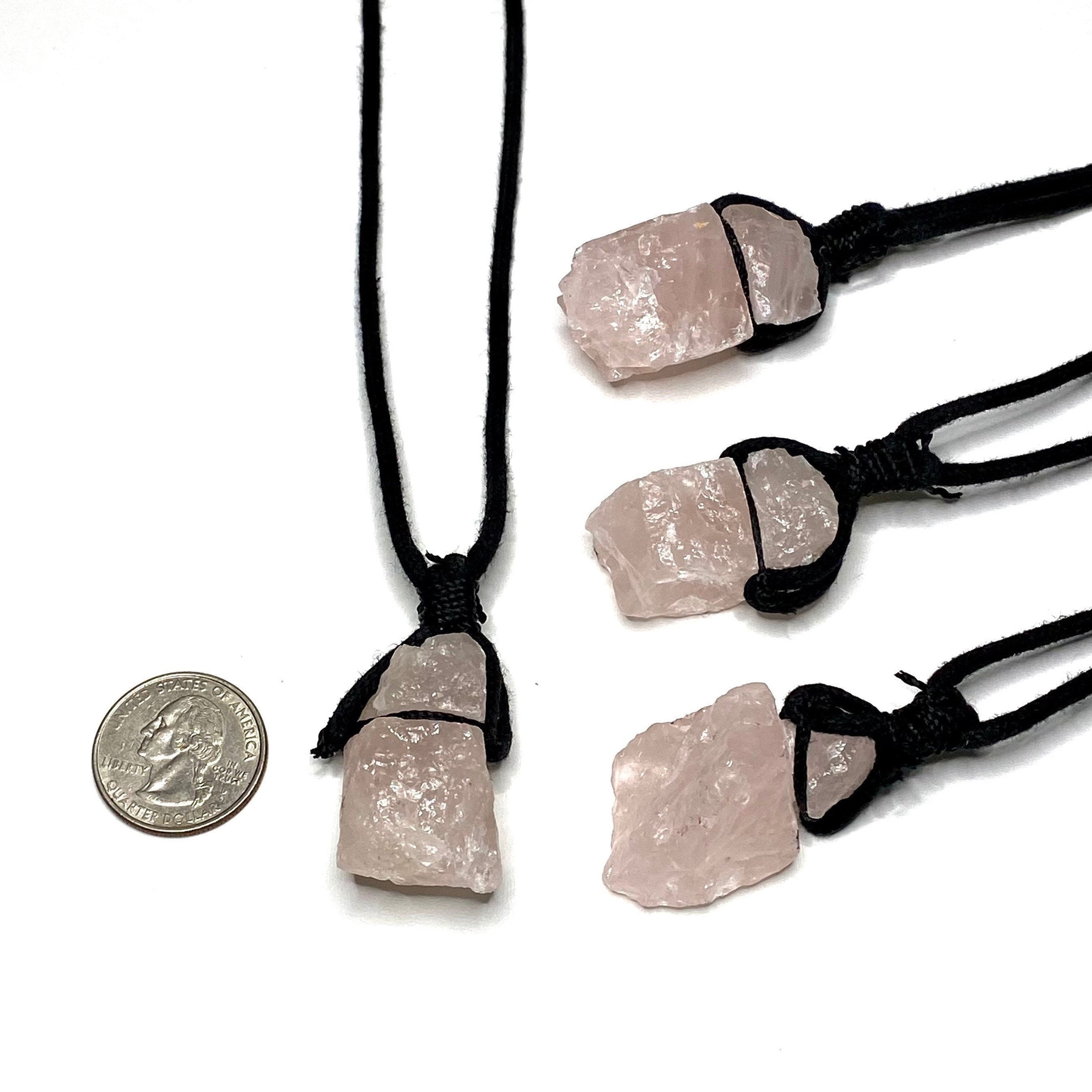 Rose Quartz Crystal Cord Necklace: Metaphysical Gemstone